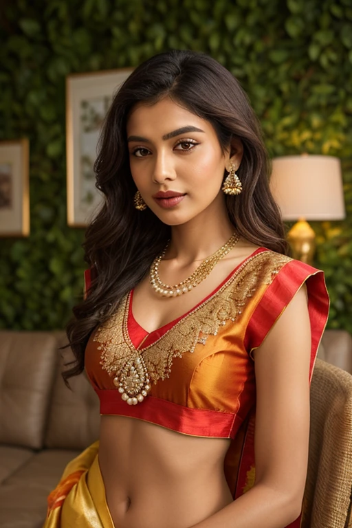 wear designer printed Saree and blouse, a bindi on the center of the forehead, extra big chest, 36D, Indian temples in background, flower basket, very well dressed, going to temple for prayers, golden heavy jewellery, very beautiful 25 year old indian girl, full body photo, mehendi in hands, random hair style, holding Puja plate with Puja items for lord Shiva, lord Shiva temple in background, jewelry, gem, necklace, necklace set, tika, vermilion, nathiya, ear rings, mangalsutra, golden haar, gold bracelet, anklets, thick lips, holding flower basket for Puja in hand, skindentation, parted lips, full body photo from front, beautiful face, beautiful body, (detailed eyes), ulzzang-6500-v1.1, thick eyelashes, long eyelashes, random hair style, broad light, backlighting, bloom, light sparkles, chromatic aberration, sharp focus, Nikon Z 85mm, unparalleled masterpiece, ultra-realistic 8k photos, best quality masterpiece, best quality,