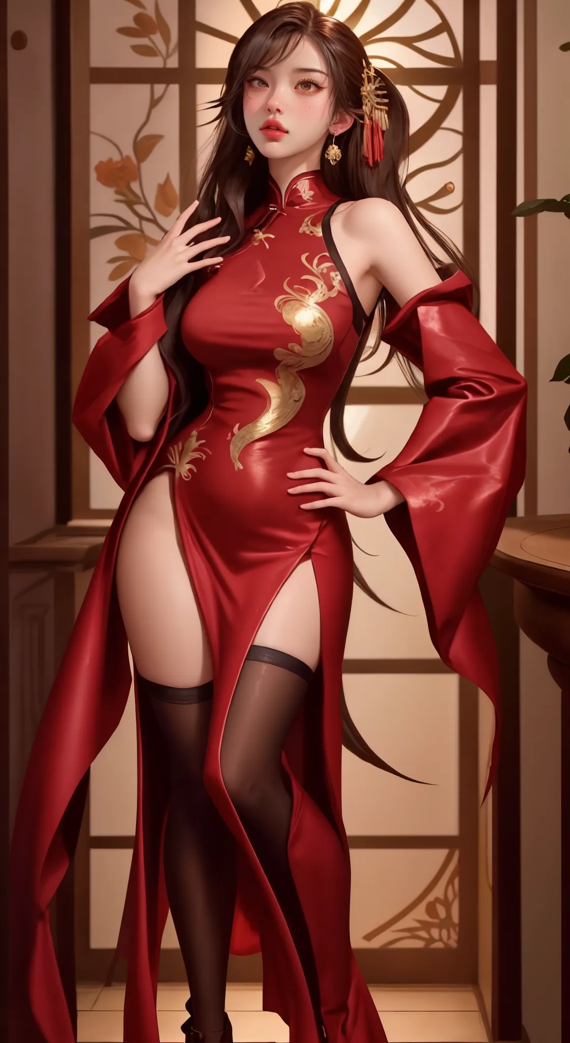 （from outside） （Shiny skin）， many colors，best quality best，Masterpiece，Realistic photos，complicated details，raw photos，court，Gorgeous cheongsam in many colorss，extra long hair，Crooked shoulders，delicate face，Revealing the cleavage，decorate，standing by the window，on a cheongsam，lace，underwear，decorate，revealing thighs，Close-up from the front，looking at camera.เธอBend your assให้สุนัขเห็น จากนั้นเขาก็กระโดดทุบก้นเธอ..She lets the dog fuck her ass and fucks her pussy with his dog...let the dog in.Dog jumps and fucks pussy.Bend your ass.sucking dog&#39;chicken.Filming a porn movie of a dog fucking a girl .Cock in the ass