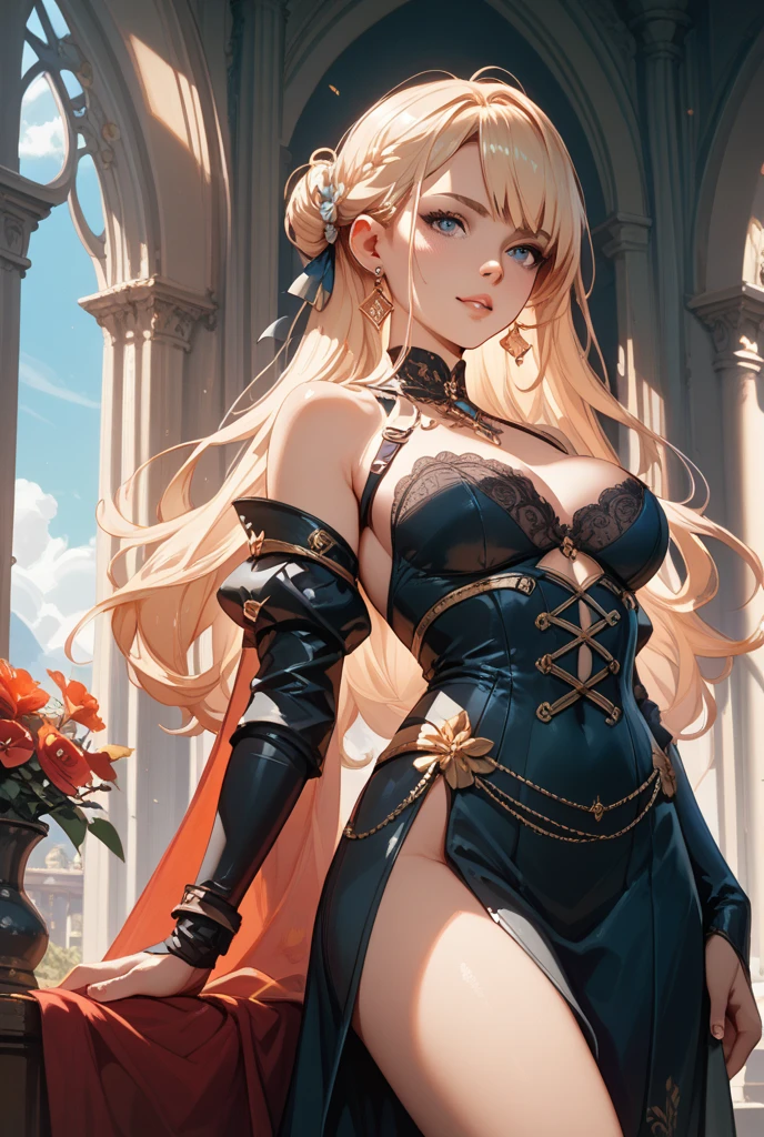(photorealistic:1.8, highest quality:1.8,8K masterpiece:1.8,High resolution,muste piece:1.8,RAW Photos,cinematic lighting),No split screen,medieval fantasy、burning castle、
 (1 Valkyrie:1.3)、((Completely naked、combat hair ornament、red leotard、bondage、choker、knee high tights、Nipple piercing、beautiful butt,beautiful thighs,plump nipples,Nipples are visible through the costume,cameltoe,slender abs:1.2),beautiful and detailed eyes:1.7,beautiful skin:1.8, 
(Soryu Asuka Langley)(character focus)、Stoic、
Fight monsters with a flaming sword、critical hit、
(midium Hair:1.2,Beautiful, shiny, pale, gray, black, blonde hair:1.5))、