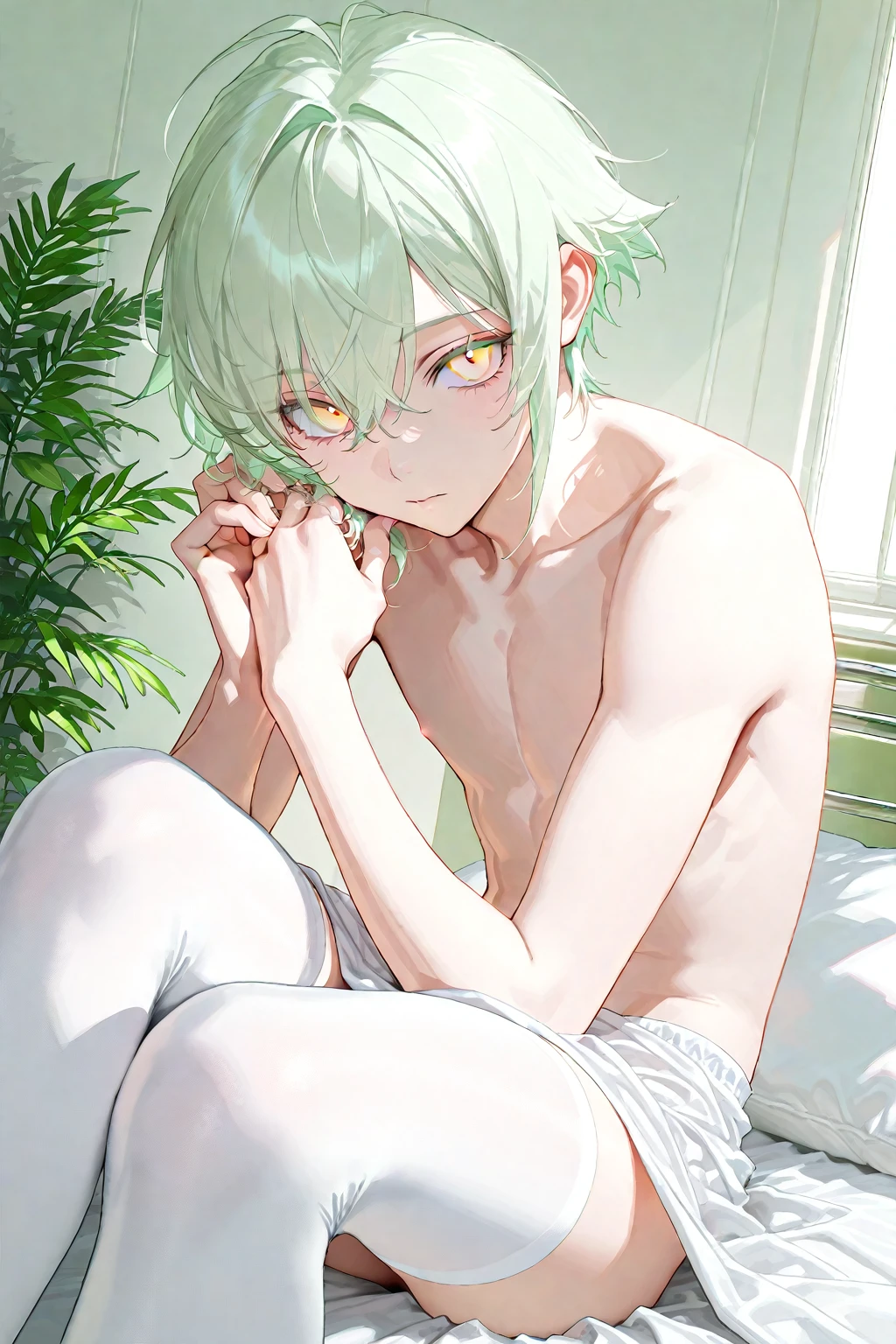(Best Quality:1.1), (masutepiece:1.2),male child,small tits、teats、fullnude、Masturbation、Midorisen(Nijisanji)、Lusheng、Dick、pene、Shikoshiko、Semen、Green hair、NSFW、barechested、one male organ、giant root、Decamara、a baby face、Clean penis、a bed、Show off、Show masturbation、covered in cum、Bukkake(1.3)、Aaru,anal、Manguri gaeshi、natta