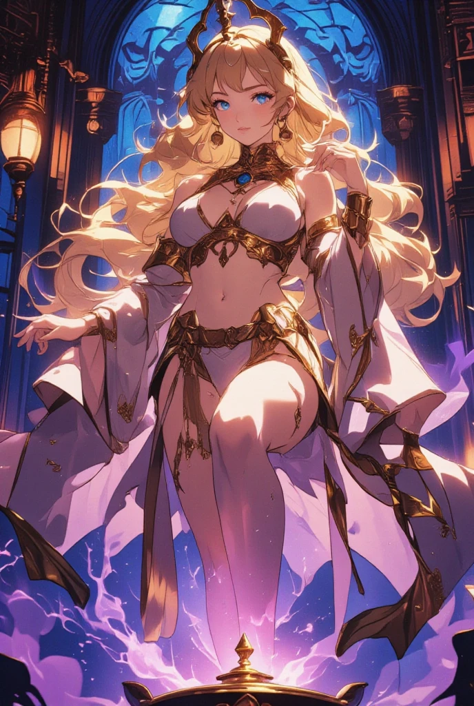 (extremely detailed CG unity 4k wallpaper),(masterpiece),(best quality),(ultra-detailed),(best illustration),(best shadow),(absurdres),(detailed background), Detailed face, Detailed hair, official art, Dark souls aesthetic, Very long white hair, tanned, Priestess, Dark Fantasy, handcuffed, Thick thighs, Big ass, Big hips, small waist, Barefoot,