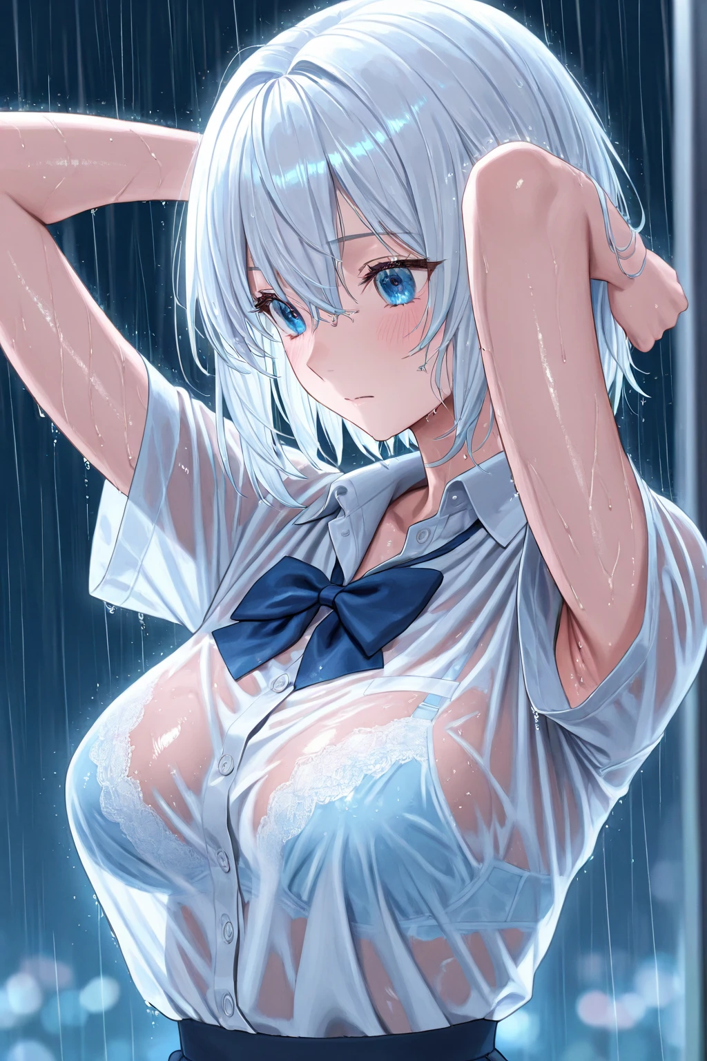 (masterpiece, Highest quality:1.2), One girl, high quality,girl,slender,((Sweaty,steam,burn)),panty,shy,wet panty,Embarrassing,((open legs)),stand up,Wet,girl trembling with sexual climax,((spread legs),Fair skin,sex appeal,dinamic angle,JK