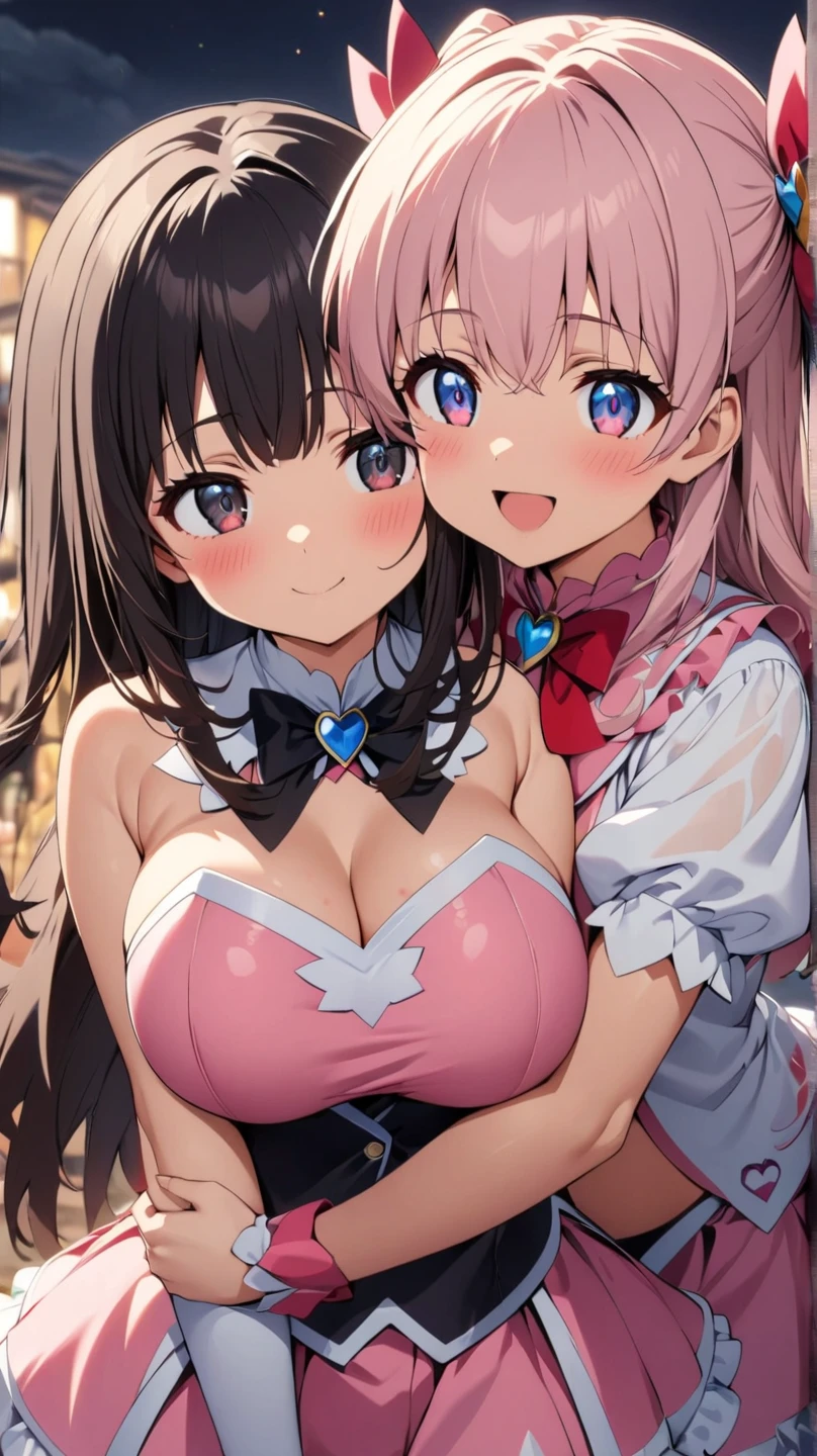 mastute piece,Best Quality,insanely detailed,8k cg,nsfw,
take a picture from the chest up,
2girl,twins,2girls line up in a row,2girls look at front,side by side,(princess dress,tiara,breasts out,no bra,bare breasts),blush,shy,2girls pink hair,perfect breasts,perfect nipples,open mouth,stick out tongue,??????? face,princess bed room,