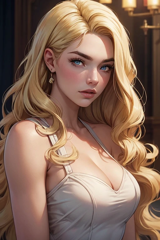 (最high quality, 4K), Beautiful woman, Ultra-realistic, 1 girl, (Huge breasts, Attractive body: 1.2), (Abdominal muscles: 1.1), Dark blonde hair, Ultra detailed Face, detailed Lips, detailed Eyes, detailed, Armpit hair, double eyelid, (Sensual white and gold bikini style), Side pose, Visible curves, Hairy armpits, Long Hair, Big arms, Big biceps, Realistic armpit hair, oiled body, sexy, bodybuilder, masterpiece, 最high quality, high quality, High resolution, 