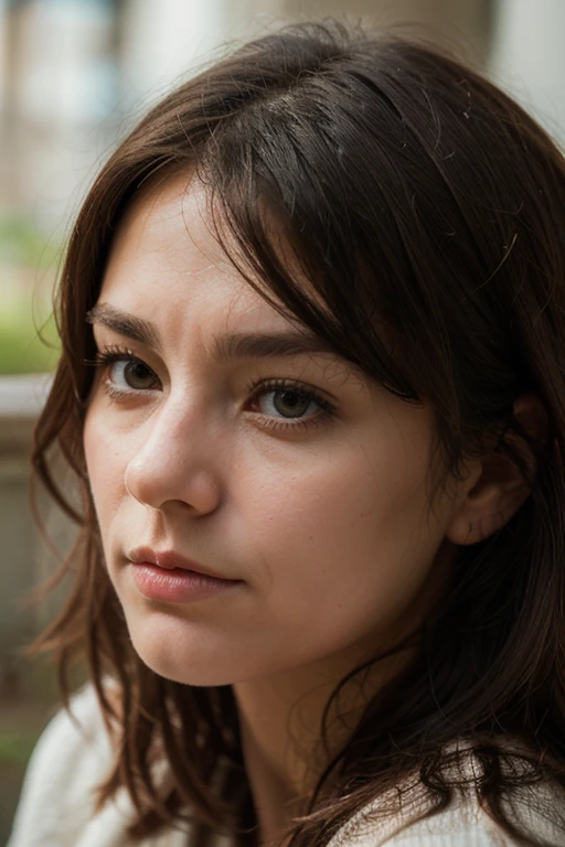 a beautiful woman, at the crowded comiccon convention, looking at camera, (sad), tears, people in the background, close up, perfect face, warm eyes, 8k uhd, cinematic lighting