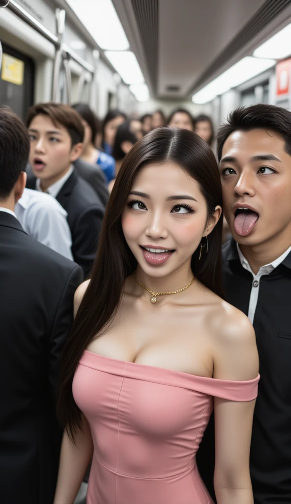 18 years old girl, medium breast, long hair, (front view),
lick, open mouth, stick out tongue, water gun, splashing water,
man zombie, crowded man, (night:1.2), zombie man crowd surf,
navel, midriff, (thighs:1.2),
<lora:multiple_hands_v0.5:0.8> (molestation:1.5), (multiple hands:1.4),
(grabbing another, grabbing another head, grabbing another breasts, grabbing another ass:1.3),
<lora:add_detail:+1> <lora:zombie_v1.3:0.8>