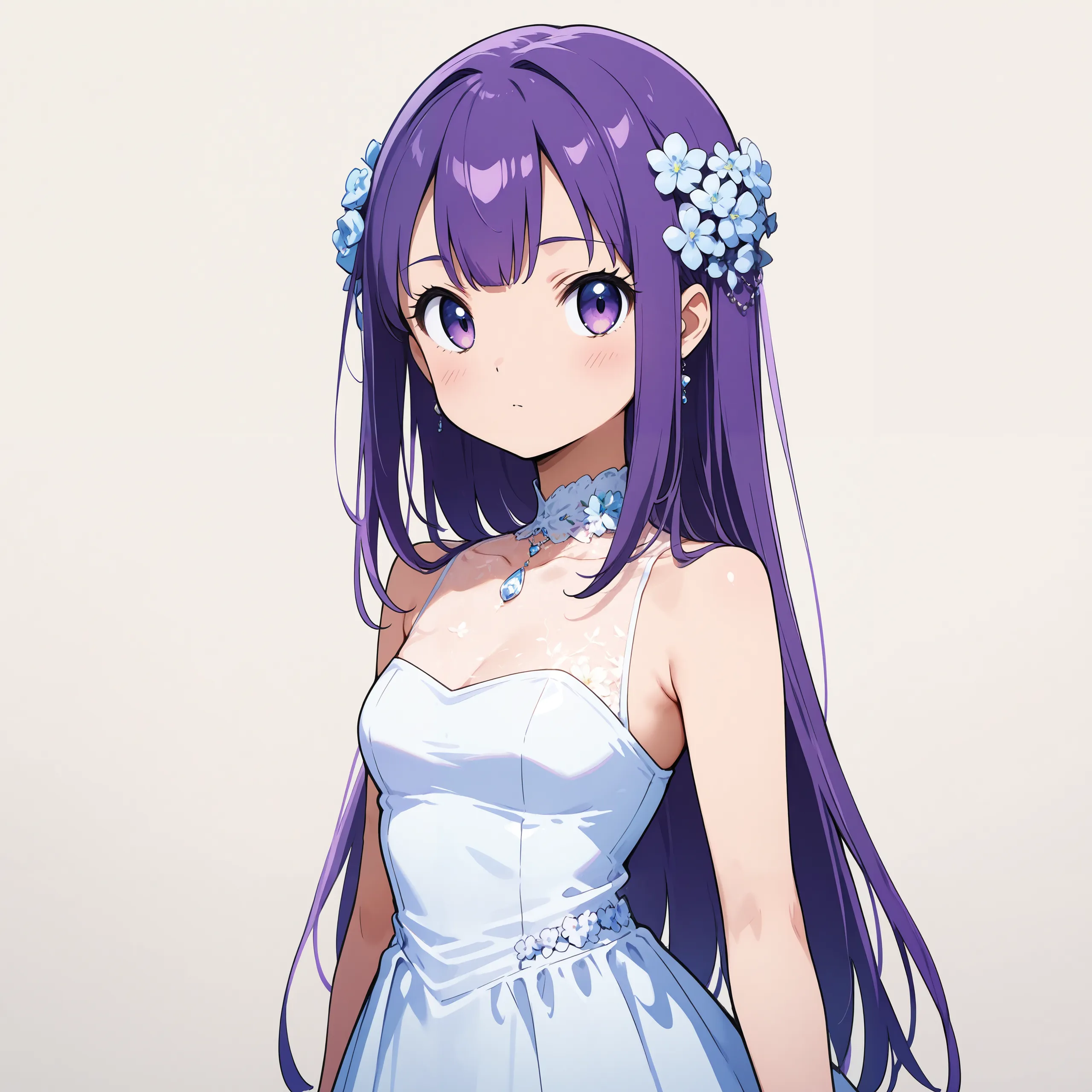 kawaii petit child childish 1girl 8years old shiny hair, skindantation flat chest
blue eyes,
vivid purple hair,
long hair ,
bob,
wavy hair ,
hair pulled back,
hair flaps ,
gasping,
nose blush ,
amber jumpsuit trainers,
arms behind back, looking up, ariake