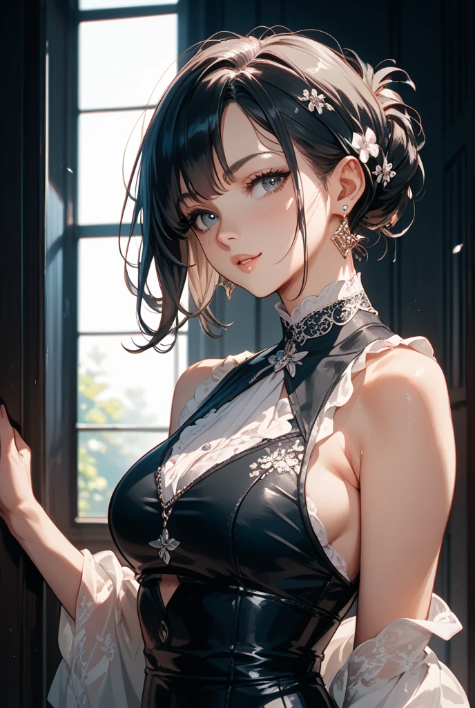 Masterpiece, top quality, high resolution, solo, small, interior, transparent, staggered bra, side lace-up t-back, lie down, from above, open arms, anger, bed, messy lingerie, heavy breathing, sexual expressio --auto --s2