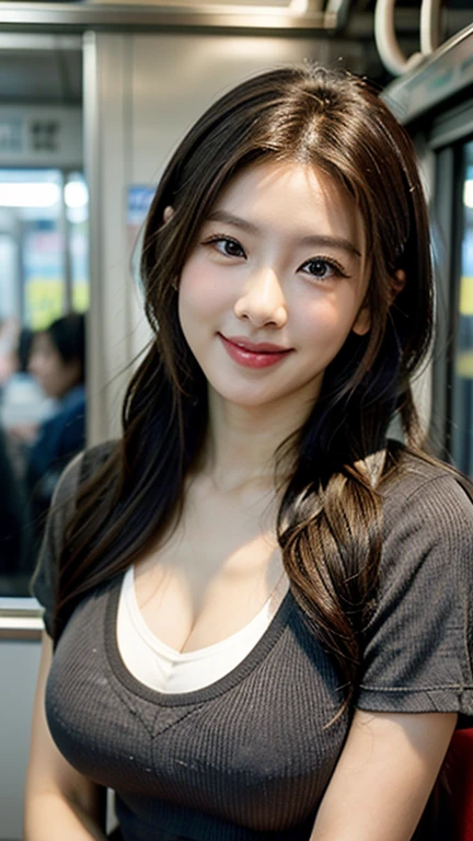 masterpiece、1 beautiful girl、Detailed eyes、Puffy eyes、Highest quality, 超High resolution, (Reality: 1.4), Dazzling sunlight、Japanese、Asian Beauty、Korean、Super Beauty、Beautiful Skin、Slender、Body facing forward、(Surreal)、(High resolution)、(8K)、(Very detailed)、(Beautiful and detailed eyes)、(Ultra-detailed)、 (wallpaper)、Detailed face、Bright lighting、Professional Lighting、View your viewers、Look straight ahead、(She is wearing a neat black shirt and dress.)、(Laughter,1.2)、Brown Hair、Nogizaka Idol、Korean Idol、Gravure idol pose、、Age 25、expensive,