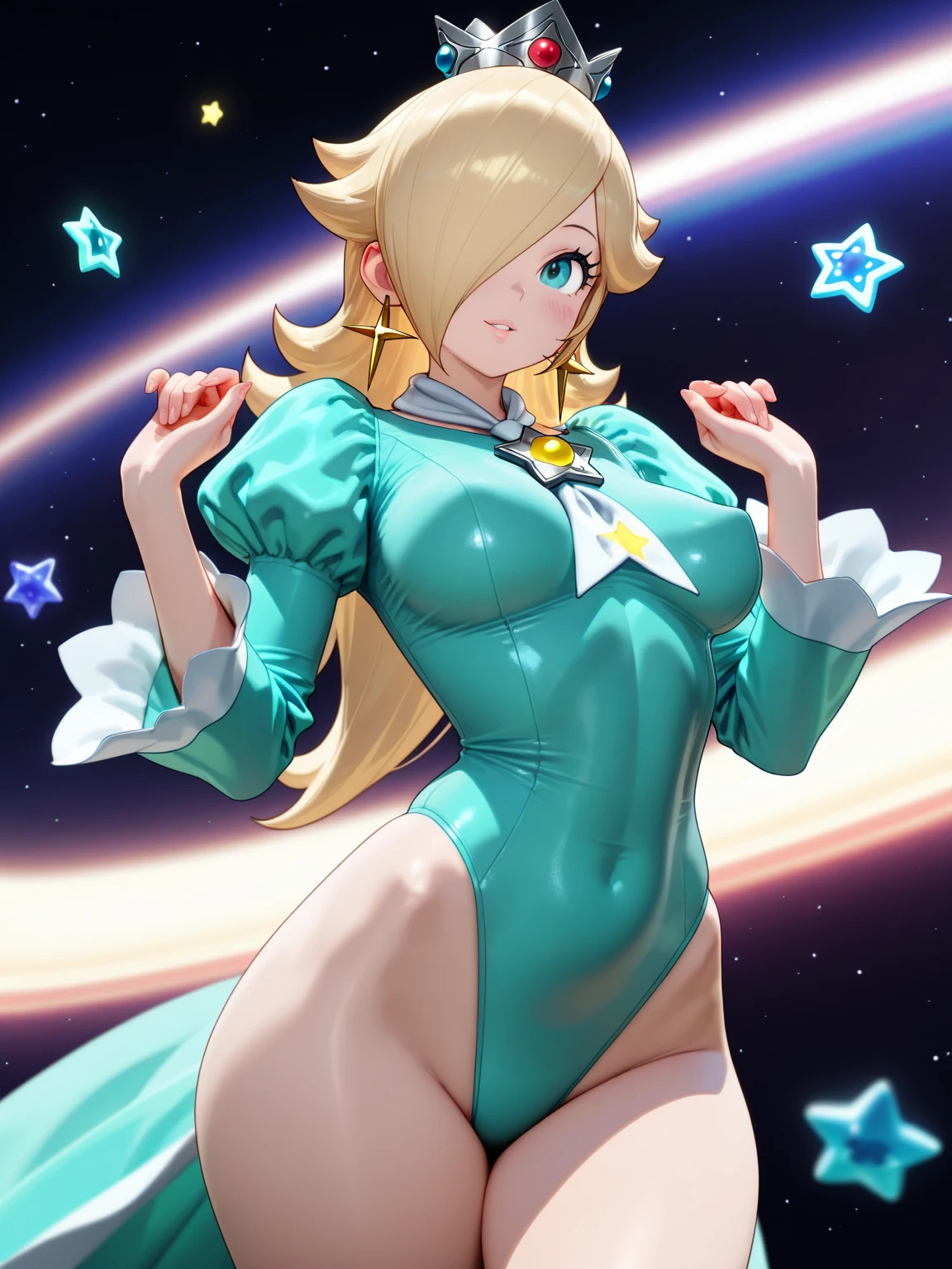 Bowsette has large breasts showing