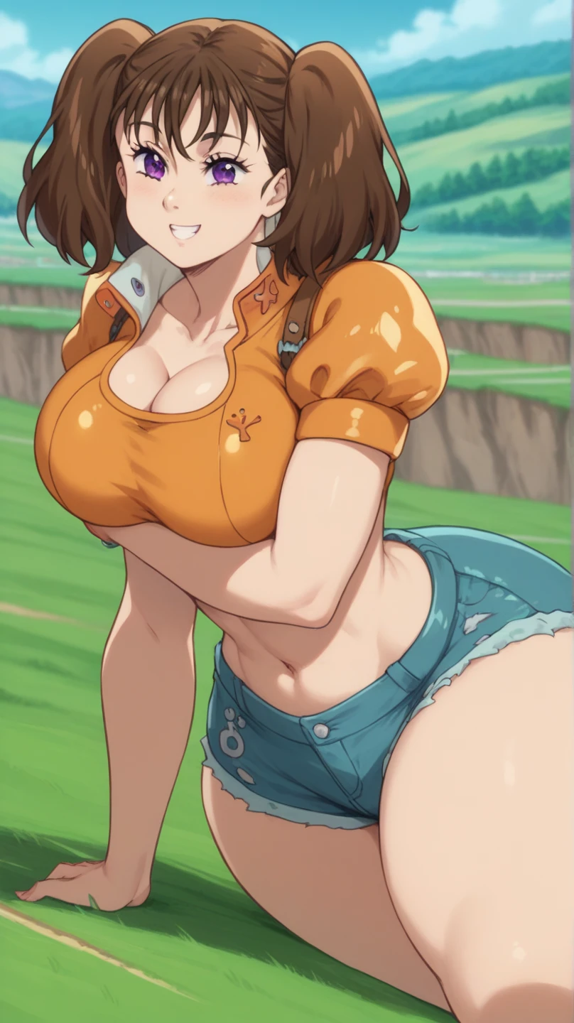 super gigantic breasts,z cup size breasts,wear green jackets,masterpiece, best quality, Green bikini,underboobs, Satonaka Chie, outdoors, blowing kiss, one eye closed,