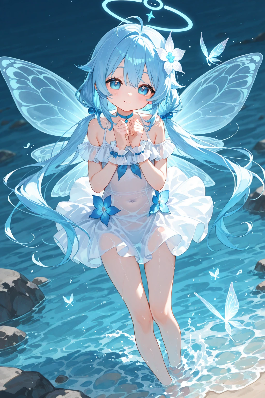 A goddess of love in her small garden, She is surrounded by beautiful flowers, Little angels and fairies accompany her. Su mirada revisa la dulzura, Se viste de forma luminosa y vaporosa. Su cuerpo es esbelto y espectacular. ((pechos grandes)) (cuerpo fitness)