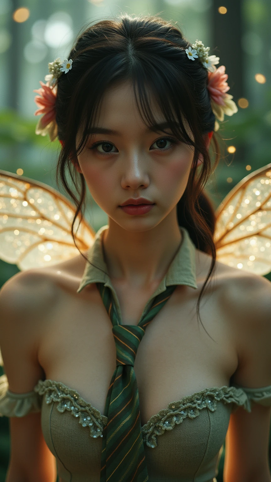 muste piece, best quality, (highest quality、8K、masterpiece:1.3)、ultra high resolution、Physically based rendering、(photorealistic:1.37)、beautiful woman with perfect body:1.4、slim abdomen:1.2、Highly detailed face and skin texture、 red cheeks、white skin、thin waist,thin legs、highest quality,very beautiful 12 year old girl, (cute:1.2),perfect shiny skin,((Precise hands without any discomfort)), brown hair,(short bob hair),(((full nude)))、(((upper body nude)))、(((lower body nude)))、(((stand in a flower field)))、big smile、((big butterfly wings))、(I can see the nipples)、(I can see pubic hair)、((black rimmed glasses))