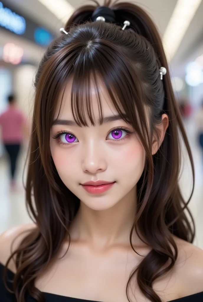 (1 Japan girls), masutepiece, Best Quality, Ultra-fine video, a very pretty girl, extremely detailed beautiful face, Looking at Viewer, 1girl in, Belt bag, gros-plan, Looking at Viewer, 4K, hight resolution, bow ribbon, Phyllis Mistrout, blush, POV, twin-tail hair, White background, Simple background, thick outline, Purple eyes, (sleep), Brown hair, Chibi, expression of love, ((Brown hair)), (Blood),