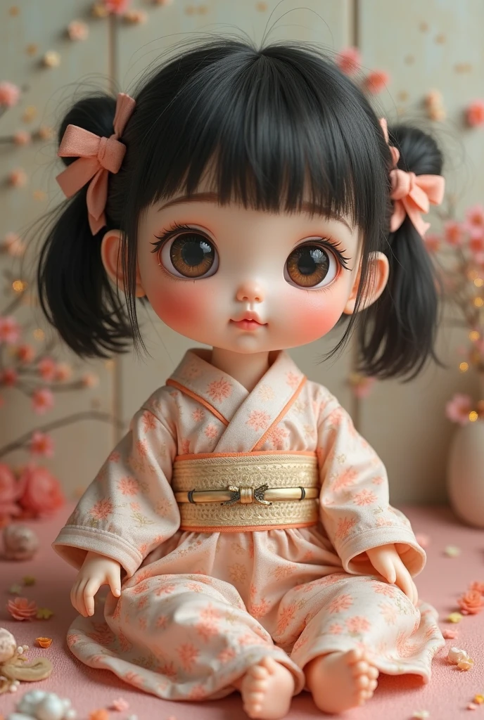 Low poly 3D model Japanese baby girl