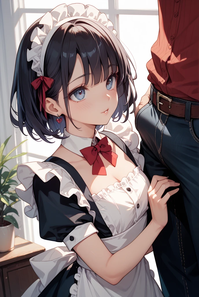 NSFW,masterpiece,Highest quality,High resolution,Super detailed,marnie_\(pokemon\),Aqua Eye, Black Choker, Red ribbon,Small breasts,(Classic maid outfit),Off the shoulder,Crop top,Headdress,mini skirt,garter belt,expectant face,Frustrated face,Embarrassed,blush,(Ecstasy face),Old-fashioned coffee shop,heart,Trembling,(Middle-aged men),Falling into Pleasure,(Squirting),(Having sex),Insert,Creampie