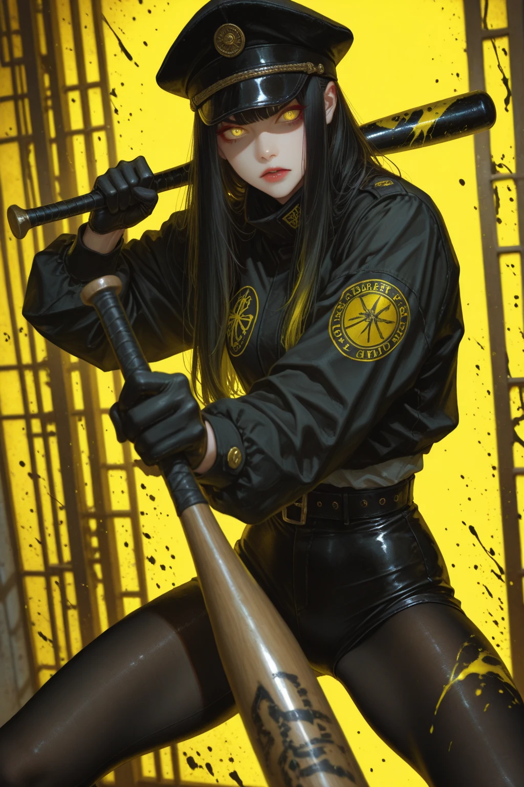 Jacket, short hair, cigarettes, black nails, cross, high-heeled shiny leather boots --auto --s2