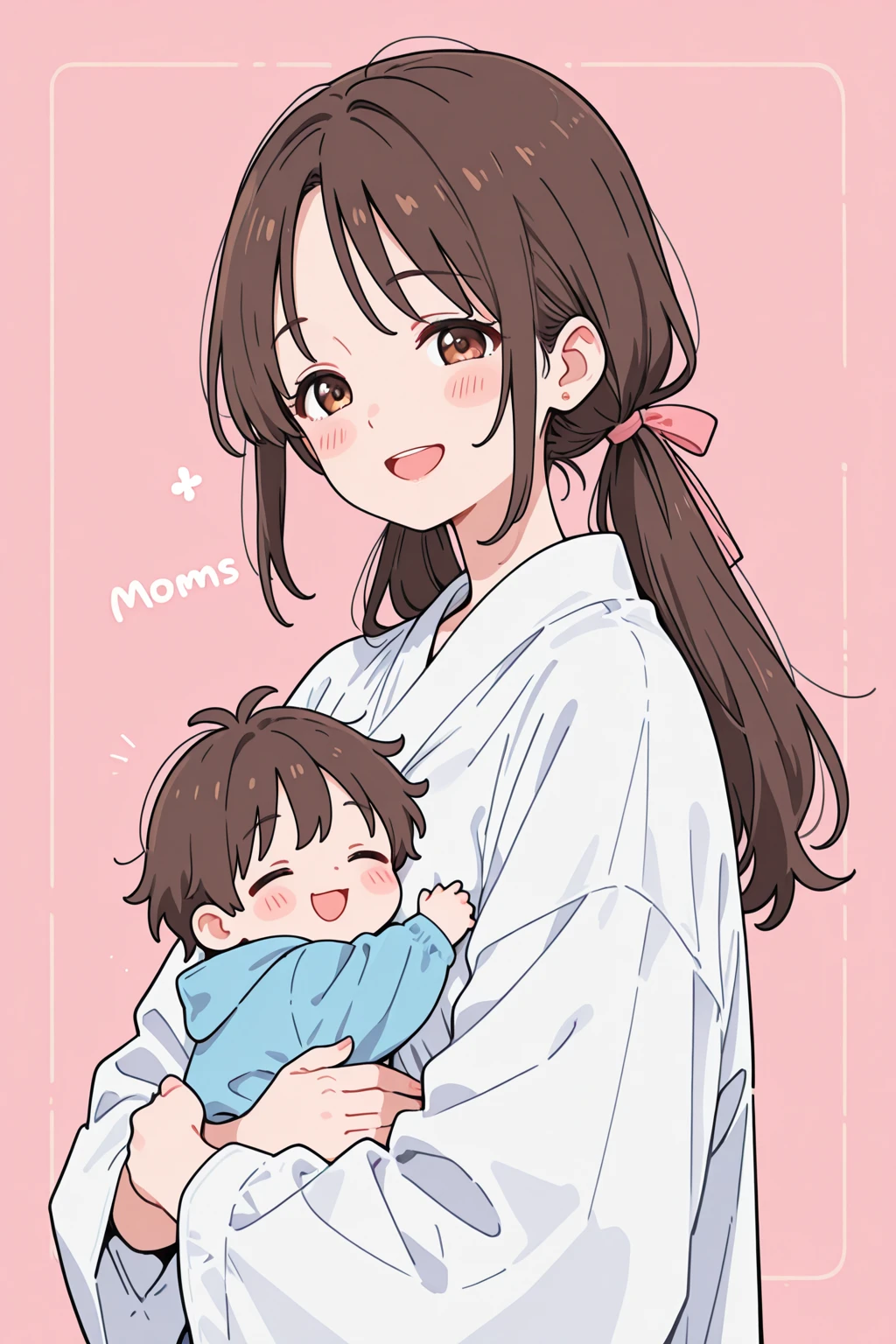 A brunette woman with her two baby girls