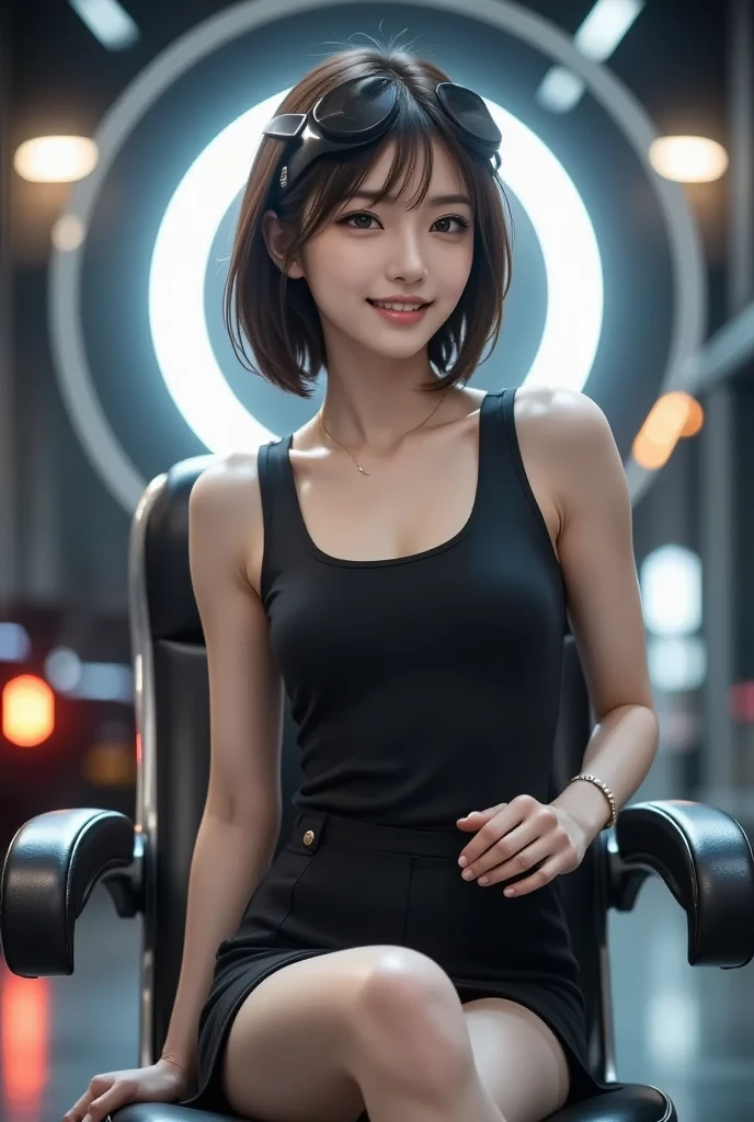 best quality:1.0),(ultra high resolution:1.0),Anime manga girl,short black hair,fucking,Sit in front and play games,The background is in the e-sports room, - car