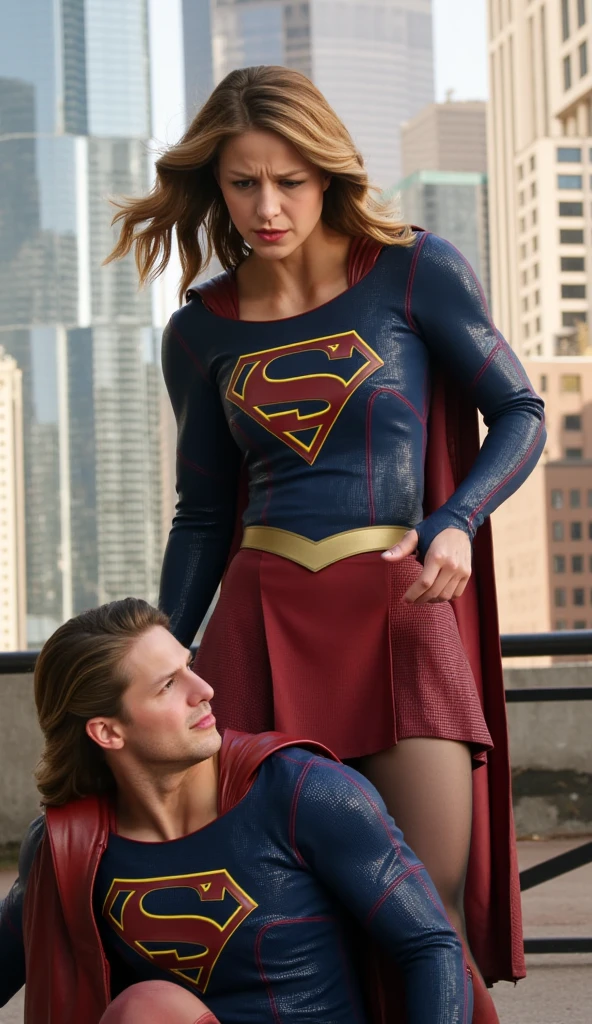 handcuffed supergirl getting raped by a man, rape, sex, sexual intercourse, sexual harassment, a man is straddling between supergirl legs, Melissa Benoist as supergirl, photorealistic, realistic,