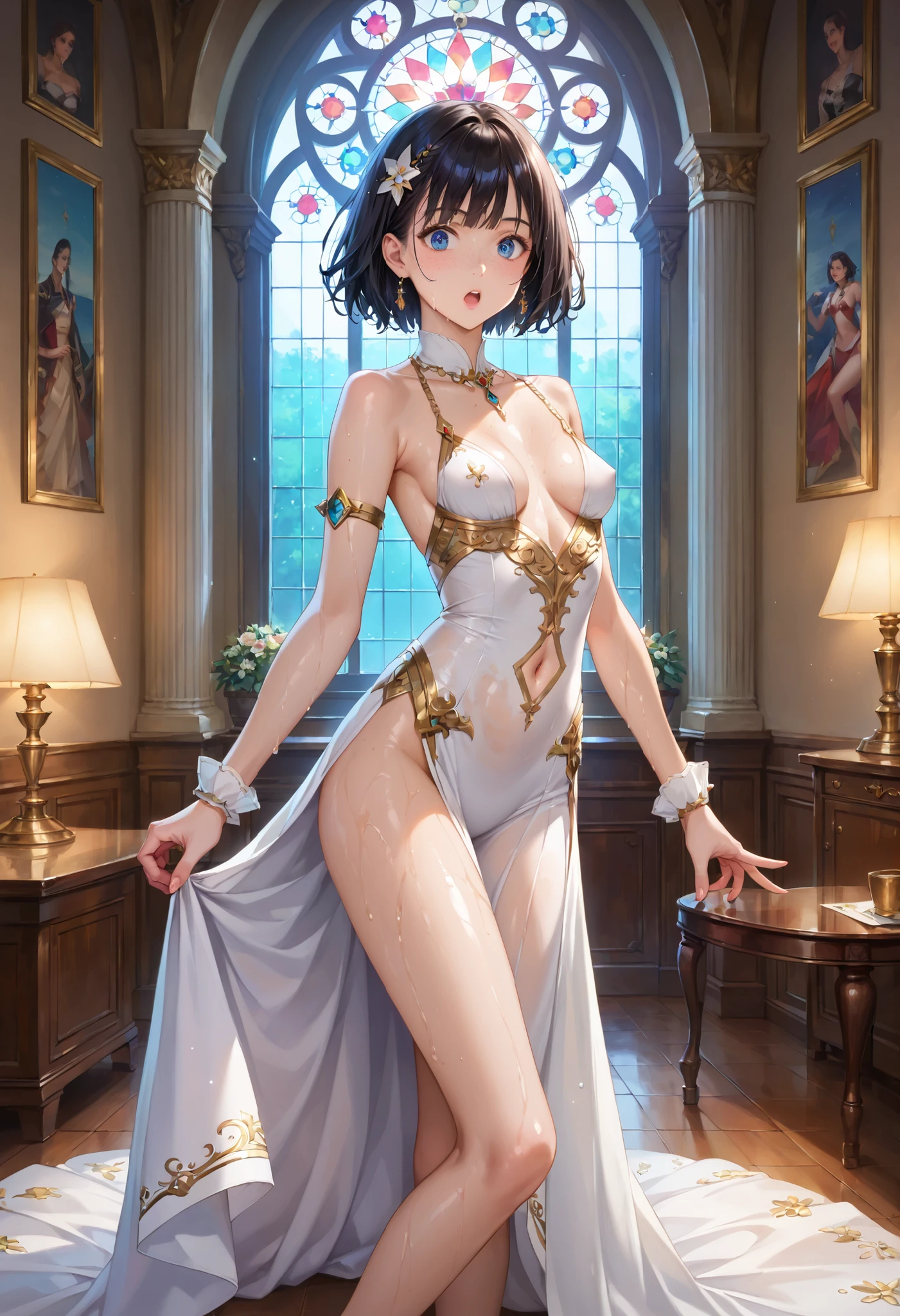 Time crystal,sparkling,dramatic lighting,high detail,film still, high resolution, best quality, 4k, full body portrait, amazing details, striking eyes, perfect face, NSFW, erotic, perfect body, sexy, 20-years-old
