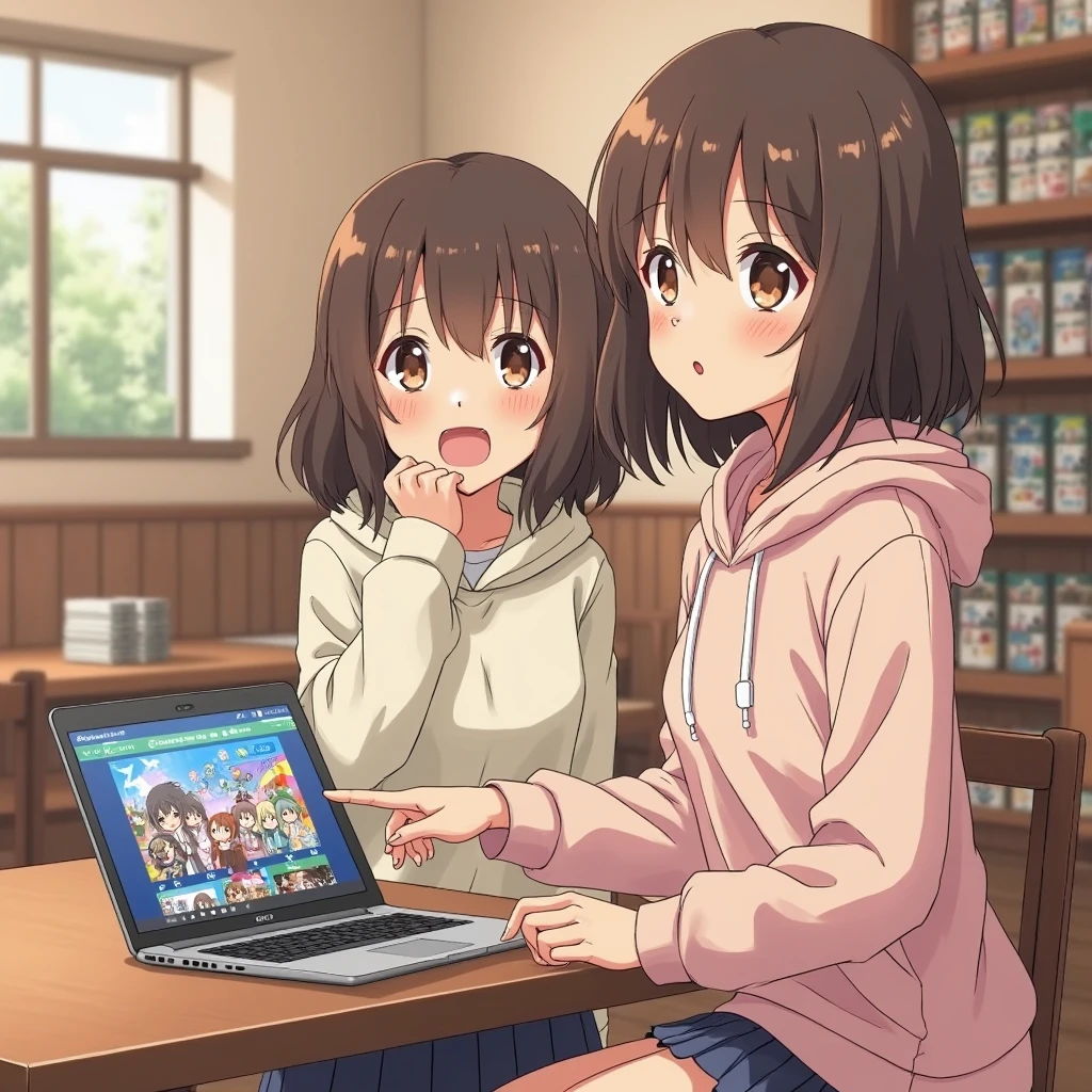 Woman, girl, 20 years old, downtrodden girl, tired girl, confused girl, uncertain posture, long hair, black hair, brown hair. eyes with a transition from blue to purple, dark hair, anime style, 4k image, full body, modern appearance. all the details have been worked out,modern clothes, full-fledged clothes, baggy clothes, cheap clothes, detailed face, lots of details, very detailed, deep, elaborated  expression, sitting at a computer, in an apartment, Working on a laptop, working at a computer.