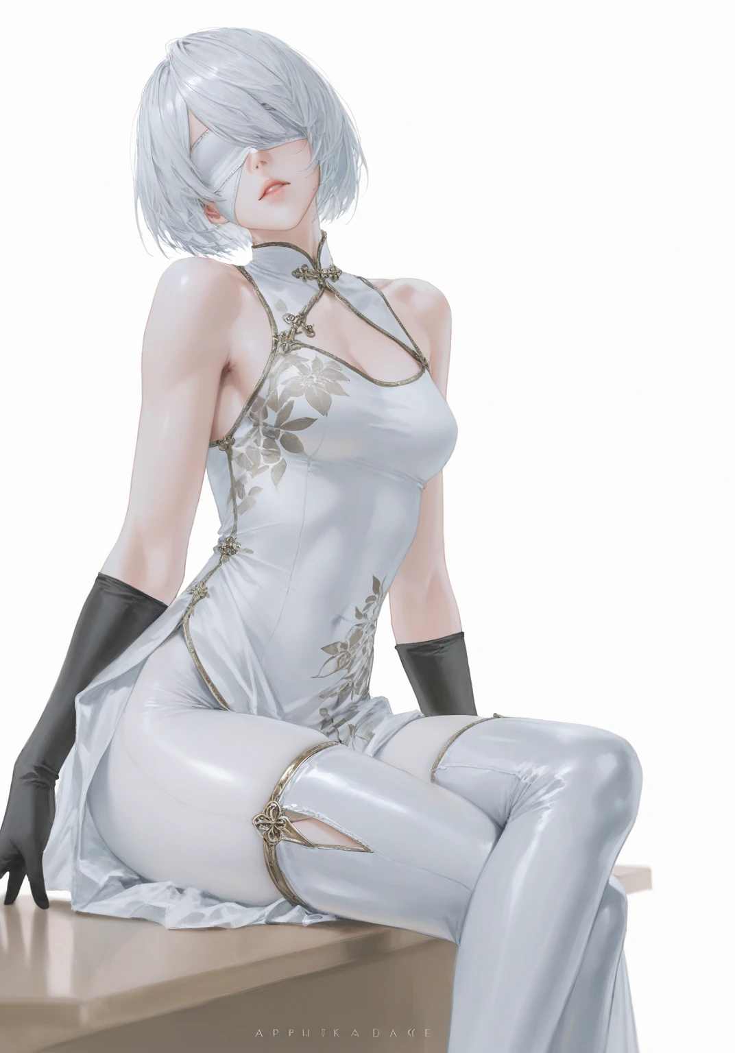 Best, Masterpiece, High Resolution, Best Quality, Ultra HD, Super Detail, Award-Standing, 16k, (Upper Body), Beautiful Maiden, Gray Hair, Hair Strands, ((Heterochromia)), Hanging Eye Corners, Fair Skin, (Small), (Slim Body), ((Holy College - Disciplinary Department)), Stud Earrings, (Neck Rings), (Short gloves as short as half the palm of the hand)