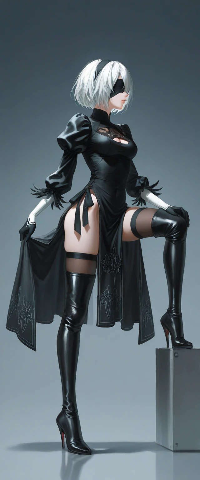 Woman wearing hip skirt and black stockings posing for photo, The head is not exposed，[ 4K realism ]!!, [ 4K realism ]!!!, [ 4K digital art ]!!, Realistic shadow perfect body, realisticlying!!!!!!! art-style, photorealistic anime, by Shitao, Popular topics on cgstation, Casual pose, realistic anime 3D style