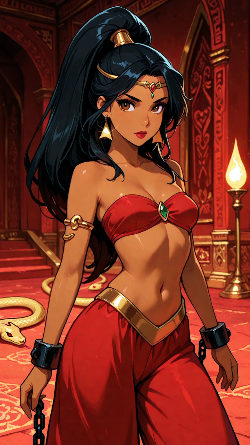 ((masterpiece,best quality)) amazoness, dark skin, gold tattoos, black hair, 1girl, happy, the whole body, Thigh length,slender waist, long hair, outdoors,cloudy weather,Trees, flowers, summer, (off shoulder)
art by Yoshitaka Amano