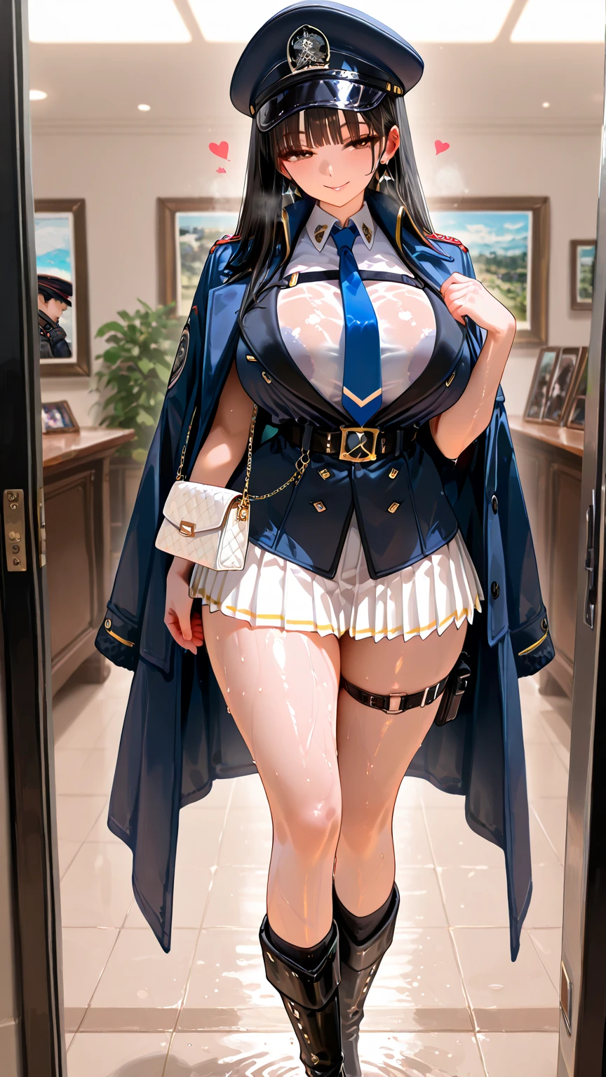 best quality, masterpiece, HDR, intricate, highly detailed, hyperdetailed, massive breasts, cleavage, <lora:ako1:1>akodef, looking at viewer, bell