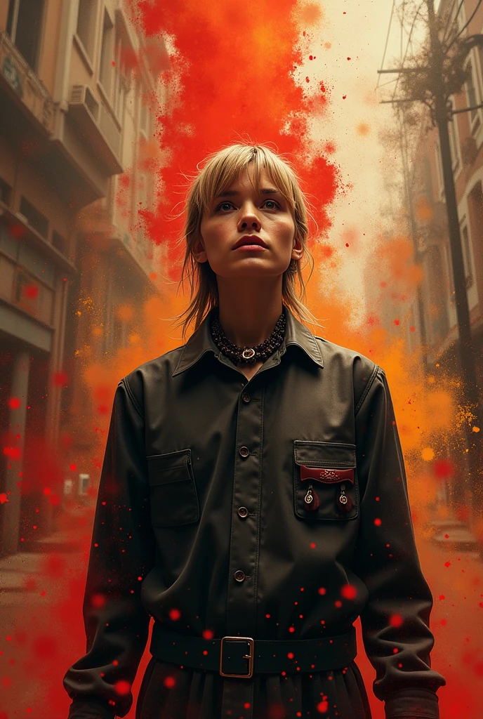 (Highest quality:1.3), cinematic shot, masterpiece, (sharp focus:1.5), (photorealistic:1.3), medium portrait of a Russian girl 26 years old, Blonde Dirty Short Hair, dusty face, Dressed in the armor of the future, Against the backdrop of a desolate post-apocalypse, Ruined Moscow, Ruins of the Kremlin, AR-16 rifle in hand, the wind, dust, Destroyed buildings, Skeletons of burnt cars, Oppressive atmosphere, Dirty skies, photo realism, Sharp focus, Human bones and skulls are scattered everywhere, garbage heaps,Wreckage of buildings, Fallout, Photo 3/4, Realistic Facial Skin, Dust on clothes, Oppressive atmosphere,