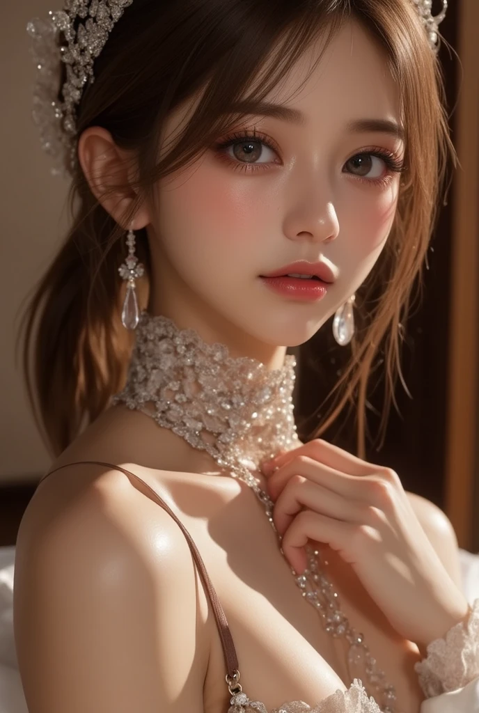 8k、 (Sexy Costumes), Enchanting Girl, Very detailed,Audrey Hepburn, Exquisite decorative details 、Pastel tones 、 More about Gothic Lolita 、 Very intricate details 、 Realistic Light
