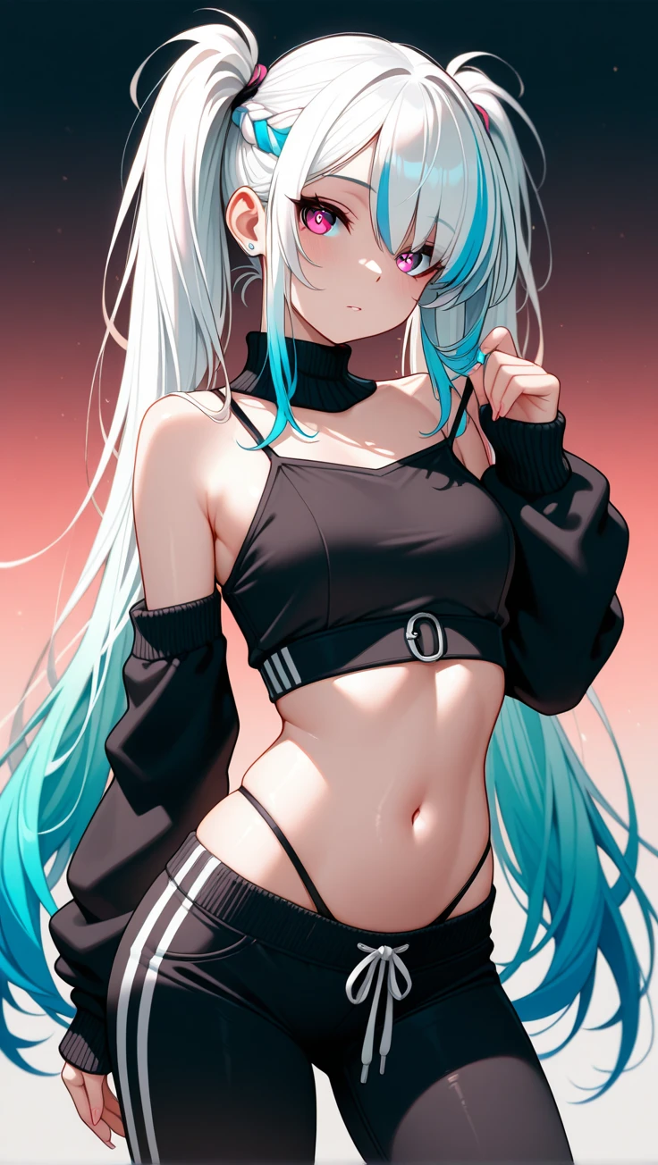 1girll, Black bow, Black gloves, black sock, Blue eyes, ((Blue hair)), bow, 鎖骨, Drill hair,mitts, Gwen\(League of Legends\), hair adornments, A high resolution, League of Legends, Long hair, Split lips, swollen sleeves, Pink pupils, Smile, Solo, X, 10th Hair Accessories, Large breasts, Indoors, Half_Naked, (((ahegao))), (((Tiny micro bikini)))), mischievous look, Naughty smile,(((Back alley、Graffiti artist spray painted wall，paint splatter)))