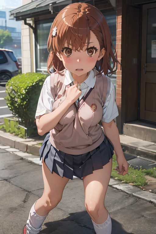 nsfw:1.5,(((Perfect Anatomy, Anatomically correct, Very detailedな肌))), 1 girl, Japanese, high school girl, Shiny skin, Observe the audience, ((Back view, From below)), Beautiful Hair, Beautiful Face, Beautiful details, (short hair:1.1, Bobcut:1.2), Dark blonde hair:1, blue eyes, Baby Face, Mole under the eye, Beautiful clavicle, Beautiful body, Beautiful breasts, Big Breasts:0.5, Beautiful thighs, Beautiful feet, Camel Toe, ((Short sleeve, Torn gym clothes、Tight-fitting bloomers、socks, Brown Loafers)), Captivating thighs, ((Embarrassing, Scared, sad, tears, cry, Half-open mouth)), Are standing, (((Leaning forward),  Raise one leg, Torn clothes:1.5、Bare nipples)), (Beautiful views), night、Alley、人気の無いAlley、8k, highest quality, Masterpiece​:1.2, Very detailed), (Realistic), Beautiful illustrations,  whole body,