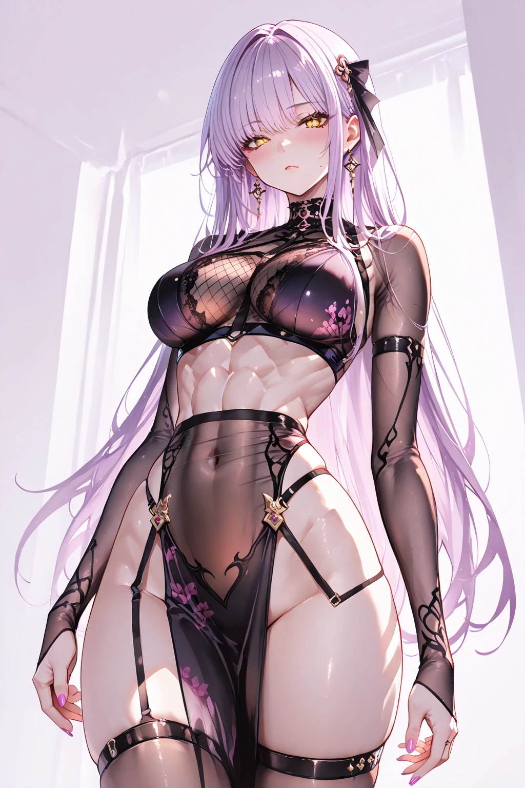 最high quality、best image quality、masterpiece、girl((20-year-old、 By becoming、vest bust、medium bust,wide open breast tea、shining eyes, neon hair、long hair、thin,highest valley、black tank top、blue pants、full body tattoo,diamond earrings、Wristband、necklace,bedの上で寝る,lie)),high quality、beautiful art、background((Beautiful hotel room,bed、Cat))、Flight、debris flies、Depth of written boundary、movie、visual art、perfect art、8K,genuine、Dynamic Performance