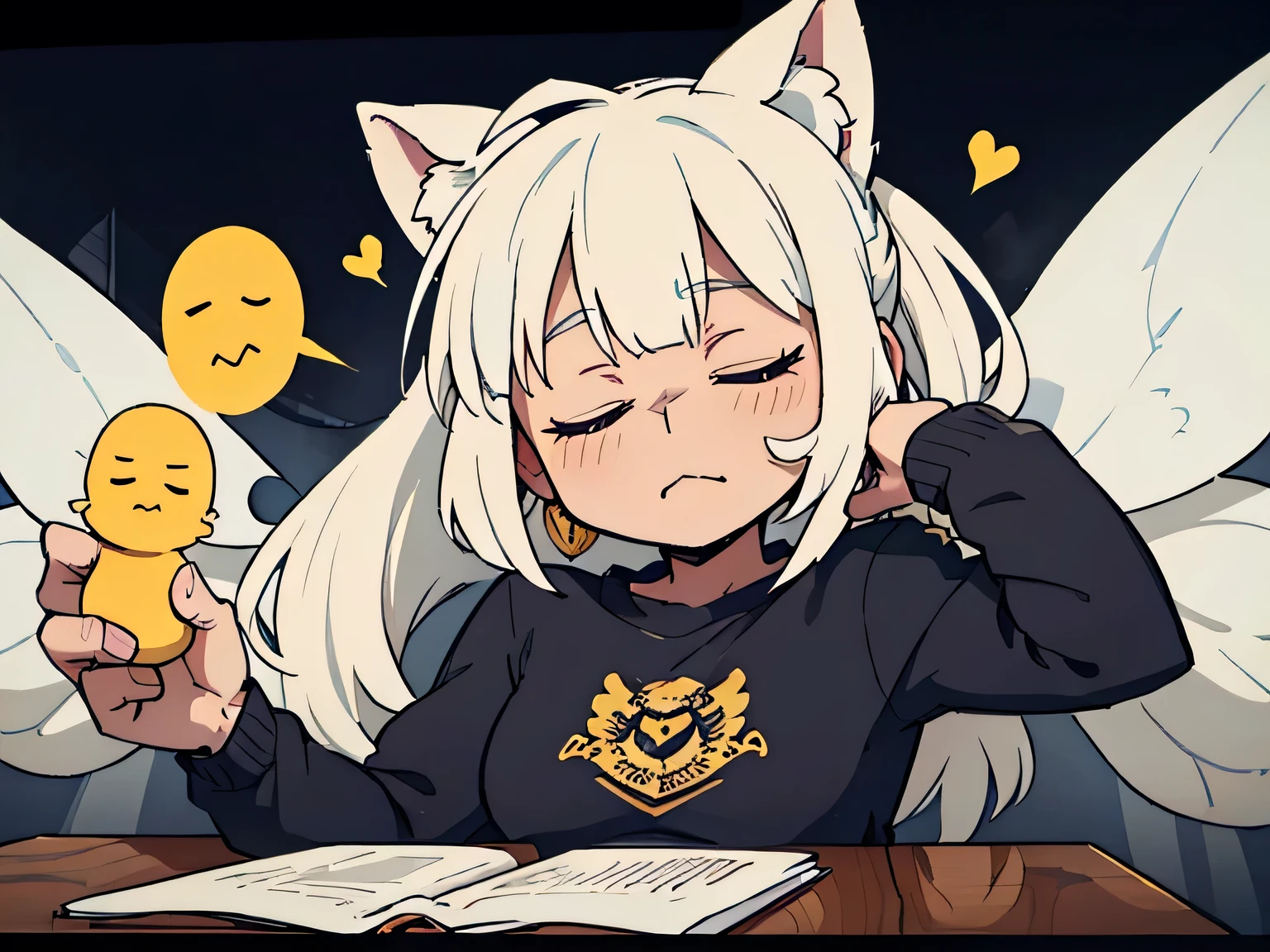 animation、high image quality、high resolution、Fat Fairy、I'm dozing off、during middle school class、