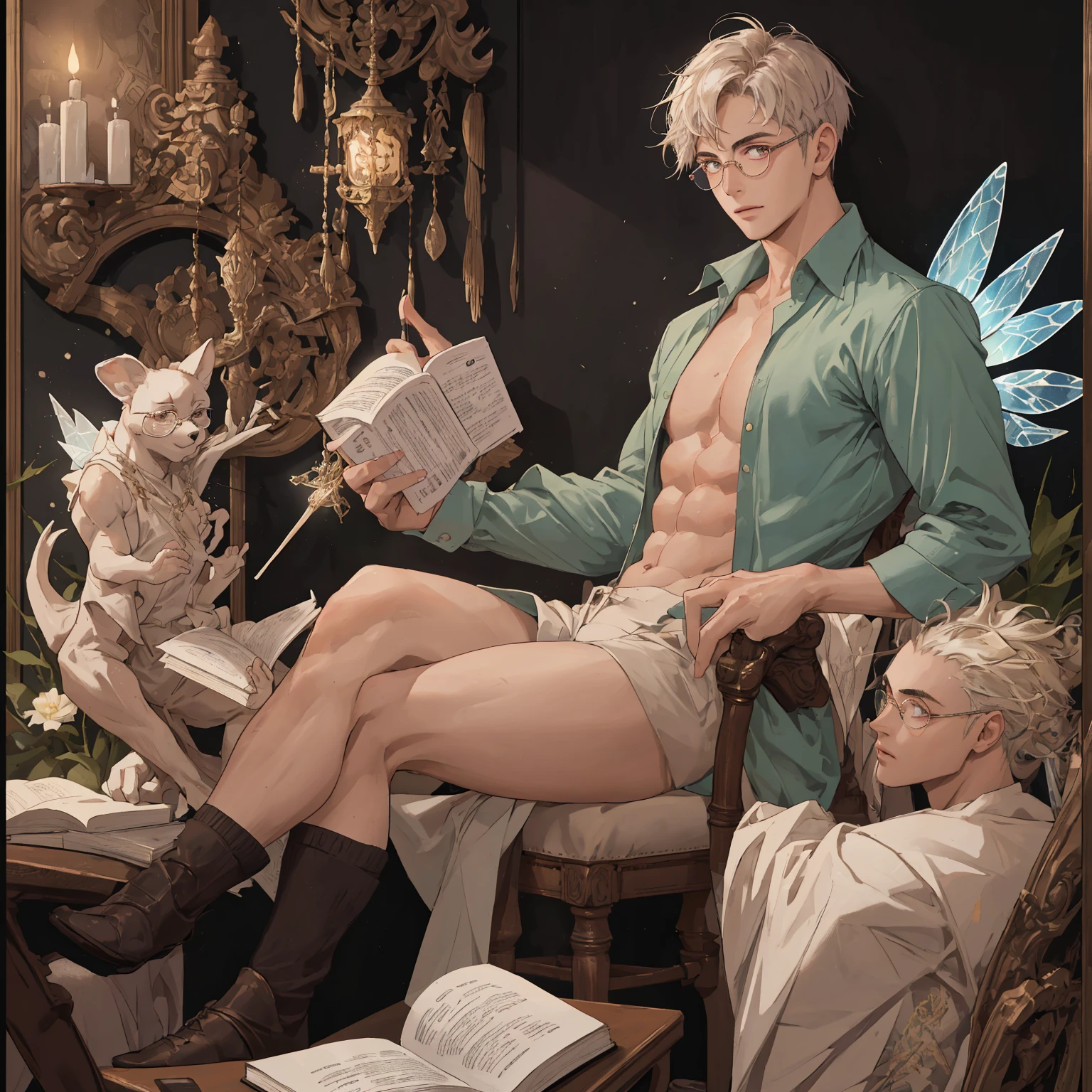 ((A young male lewd innocent with soft slender body with very long loose super thick braided silver hair male pixie with huge sagging manly breasts and colorful wings is wearing colorful mini glittery colorful pixie tight dress is being deeply and hardcore clapped and taking heavy breaths as he does so he is also breastfeeding another very hungry young adult male pixie with his huge breasts lactating)), (((5 flying pixies group sex inspired by tinkerbell fairies Silvermist, Fawn, Rosetta with beautiful magical wings))), (the setting is a beautiful pixie magical village in a woods nearby lake with fireflies around), ((he has long hair)),(yaoi), (yaoi hentai), orgasm, penis line, NSFW, sexy pose, ((inspired by hentai otome game where you interact with the character and they become more horny)), ((artstyle inspired by artist Ppatta porn style)), ((group of 5 colorful pixies inspired by FFXIV pixies with long hair gay group gangbang)), (((male pixies sitting all over the place with their cocks out cumming magical juice))), (well drawn face), ((long erect nipples lactating)), ((((male pixie breastfeeding)))), ((male pixie licking the gallons of breastmilk)),