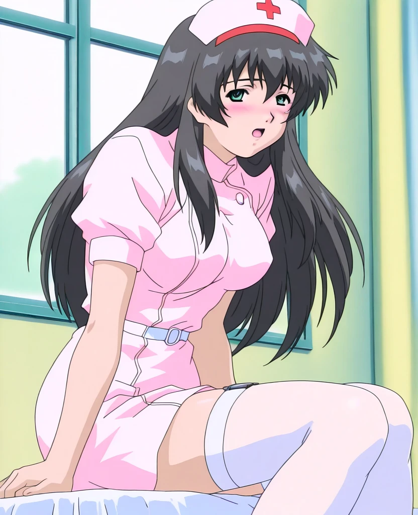 kyoko,score_9,score_8_upper,score_7_upper,sauce_anime,One girl,alone,View your viewers,Wooden school building,Pink Sweater,White collared shirt,length_skirt,blue skirt,Spread your legs,Dew panties,squat,Sad face,:d,arms_behind_return,urination、toilet、Take off your panties、pubic hair、urination、
