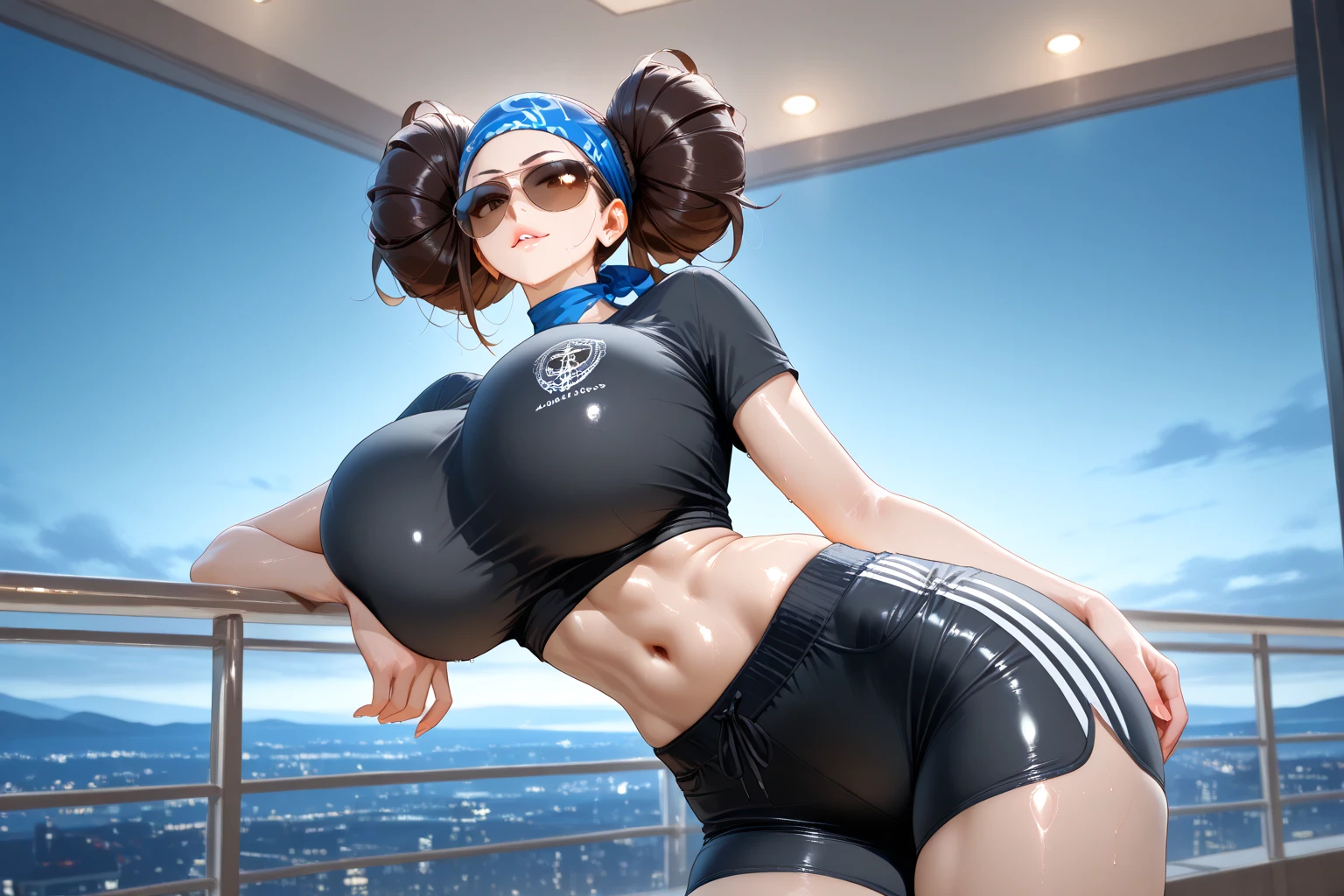 Wear Japanese tight pants，gigantic cleavage breasts