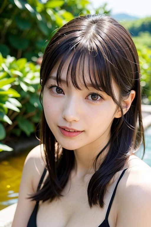 ((Browsing Caution))、最high quality、high quality、Best image quality、8k、最High resolution、High resolution、最high quality、masterpiece、far and near method、Detailed and realistic human body、Detailed and realistic skin、Realistic face in every detail、Realistic eyes down to the details、Realistic lips in every detail、Realistic teeth in every detail、Detailed and realistic ears、Detailed and realistic hair、Detailed and realistic arms、Realistic reproduction of every detail、Realistic fingers in every detail、(Beautiful Hands、thumb1reference4)、Realistic feet down to the last detail、((Beautiful Japanese Girl))、(Japanese Model), (Japanese women)、((18 year old beautiful girl))、(Black Hair)、(Random Hairstyles)、((whole body))、((Beautiful upturned breasts))、(slim style、slim style)、(whole body光沢肌、Fair skin)、((ランダムカラーのBandeau bikini着用))、((Bandeau bikini(濡れたBandeau bikiniを通して彼女の肌が見える))、(濡れたBandeau bikiniの上から乳首の形がはっきりわかる)、(濡れたBandeau bikiniを通して彼女のオマンコの形がはっきり見える)、((濡れたBandeau bikiniが彼女の肌に密着して張り付いています))、(Soft natural light)、((Deep in the forest(Natural hot springs gush out))、((Hot springs surrounded by rocks))、((deep bathtub(deep hot spring))、((Onsen Girls))、((Enter the hot spring))、((A woman warming herself in a hot spring))、((A woman lying down and relaxing in a hot spring))、((Soak in a hot spring))、((腰までSoak in a hot spring))、((寝転んでSoak in a hot spring))、((Sleep in hot springs))、((Soak in a hot spring))、((肩までSoak in a hot spring))、((Extremely clear hot spring water))、((The main body seen from the water surface))、((A hot spring with thick steam))、((A lot of steam rises from the hot spring..))