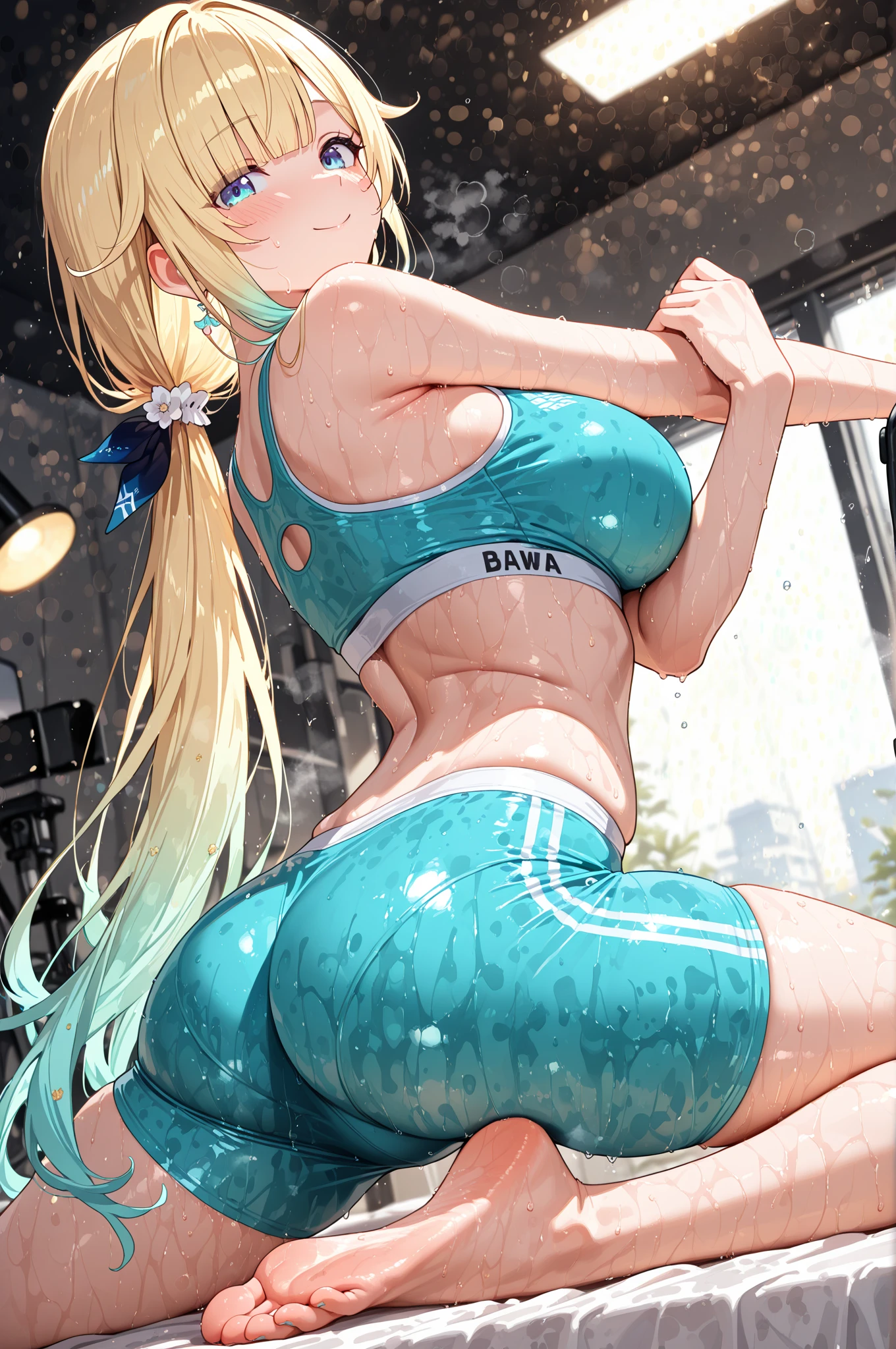 nsfw,(masterpiece, best quality:1.4), (absurdres, absolutely resolution, highres, extremely detailed), BREAK (1girl, beautiful girl, cute girl, shiny body, shiny skin, small breasts), (orange long straight hair, dark purple eyes), BREAK (gray sports bra and sports panty:1.5),(undress),BREAK (all fours:1.5), sweat, open mouth, (soccer football ground:1.2), BREAK (cowboy shot:1.2), (back shot:1.4), (looking back:1.2),BREAK(bukkake:1.2),(cum on butt:1.2), (feel good),(one eye closed),(out tongue),(ass),BREAK (perfect anatomy, perfect arms, perfect hand, perfect finger, perfect legs:1.6),(sex,back,pov:1.3),