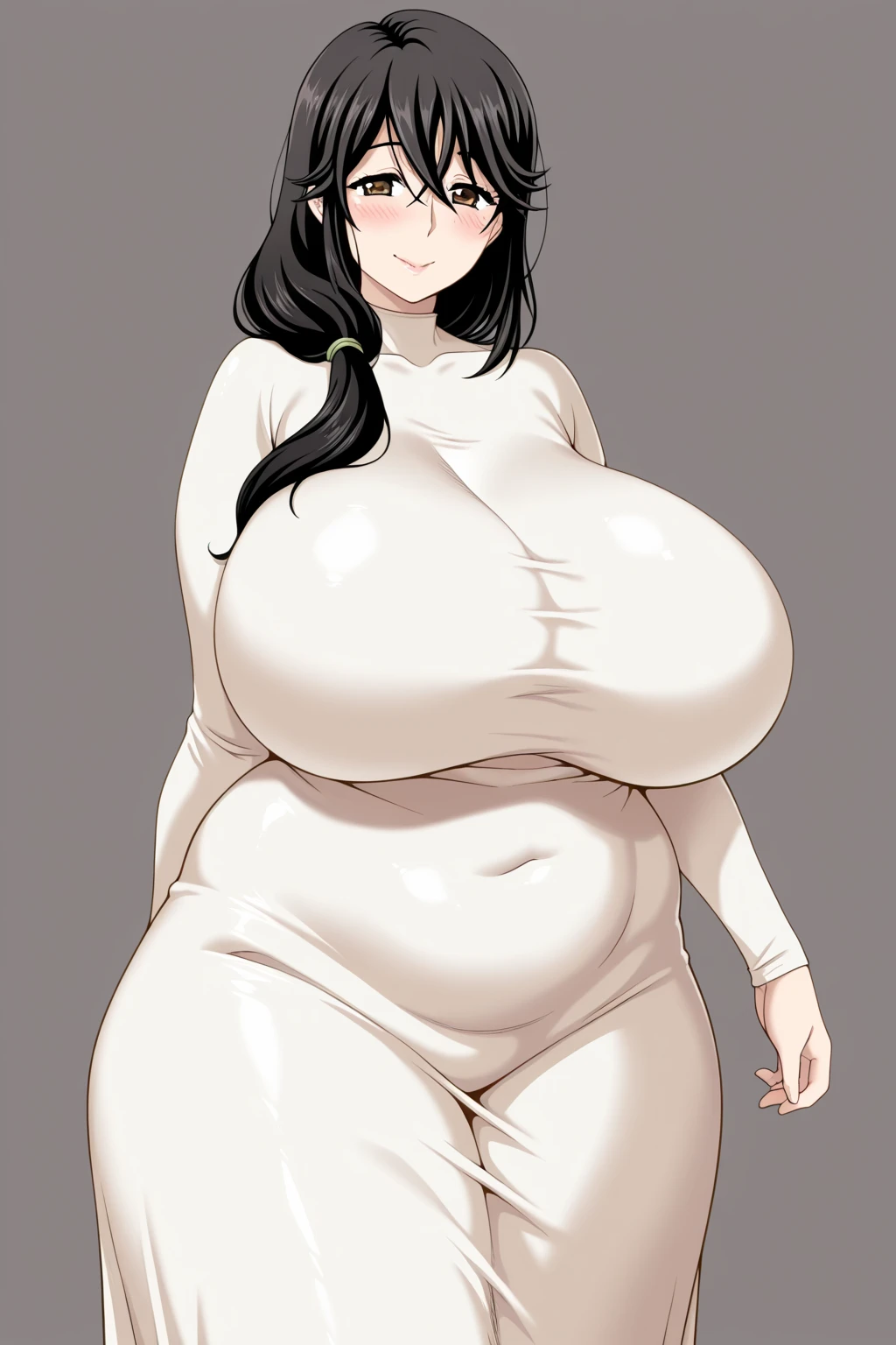One Woman,Precise five fingers、Two long, accurate legs、Long Hair、Knee-high socks、Wide Hips、plump and thick thighs、Huge Ass、Huge round breasts, Embarrassed look、Full Body Shot、Sexy pose、panties、White background、 Oily, shiny skin,woman