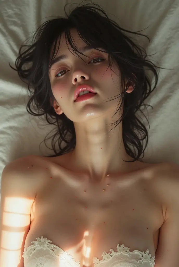 ((Best Quality, 8k, Photorealistic, Sharp Focus, High Resolution, Masterpiece:1.3)), Portrait photography, 35mm film, RAW photo, 1girl, Young Korean girl getting fucked by perfect penis, (Full body shot), nsfw, Slender body, (Small breasts:1.4), Tall, K-pop idol, Hot girl, (POV, Looking at me:1.3), Bangs, Lying on bed, Screaming in pleasure, Missionary vaginal, spreading legs