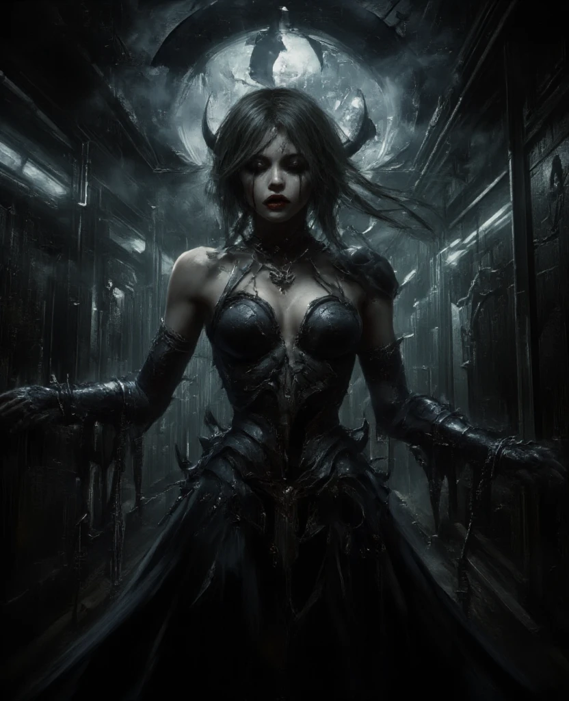 a Gothic undead woman emerging from a tomb, sinister cemetery landscape, hyper detailed, cinematic lighting, dramatic atmosphere, dark fantasy, moody colors, realistic rendering, masterpiece