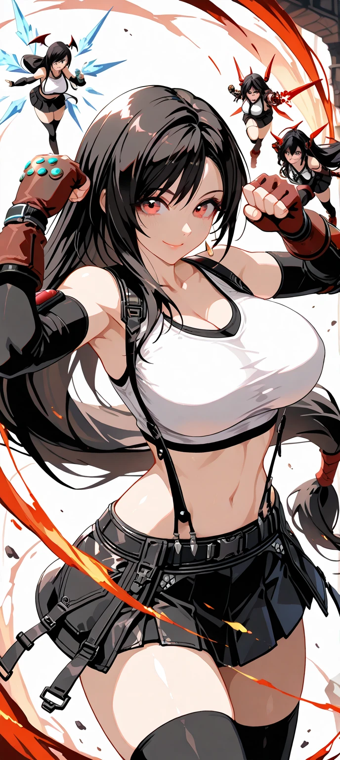 score_9, score_8_up, score_7_up, (extremely detailed eyes and face:1.37),( beautiful detailed eyes,absurdres:1.37),( incredibly absurdres:1.37), huge filesize , ultra-detailed, highres, extremely detailed,1girl,

tifa lockhart, final fantasy, white crop top, elbow pad, fingerless gloves, suspenders, white tshirt, sexy look,

(Strong waist and abdominal muscles), Nipple protrusion, medium breasts, ((nose blush)), chest focus, (Sweat), sweaty hair,  (fellatio gesture), torogao, glint, blunt bangs, action pizazz, bend over, (cowboy shot), close-up, vanishing point, Ultra-Wide Angle, foreshortening