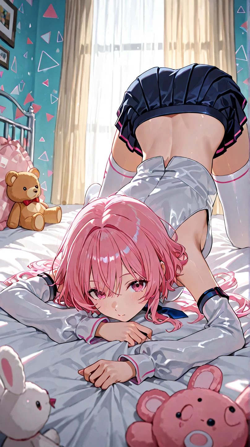 (masutepiece, Best Quality, hight resolution, nffsw, Perfect Pixel, depth of fields, 4K), 
Beautiful anime girl,
Perfect body,  large boob, blush, (cum on body:1.6) , (bukkake:1.6),

 pink hair, short hair, green eyes,  white and pink dress, ornate dress, pink collar, pink skirt, white boots, white gloves, ,nsfw,(???????:1.3) ,(slut:1.2),(vulgarity:1.3),(fucked silly:1.1),(steam:1.1),(wet:0.8),(trembling:0.8),(tears:0.7) ,(drooling:0.6),(sweat:0.8), wince,(orgasm:1.5),,{{{{{{{{{censored}}}}}}}}}, {{{{{knees to chest}}}}} , {{{{girl's legs up}}}},{{{{{from directly above}}}}},{{boy on top}},{{{boy's liying on stomach}}},{{asymmetrical docking}},{{boy's lower body}},{{{{girl's face and nipples and navel}}}},{{navel forcus}},{{{{pov}}}},{{{very close to viewers}}},{{vaginal penis}},{excessive cum},{insert penis to bussy},intercourse with a man,full body,(hardcore,sex:1.8),sex from front,from front,{cum bussy},hetero,cum,socks,[dakimakura(medium)],{{girl's liying on back}},faceless male,looking at viewer,{{facing viewer}},hetero,on bed,1girl and 1boy,nsfw,{{single picture}}, girl's  hands down,girl's arms  behind back,hands out of frame, 
