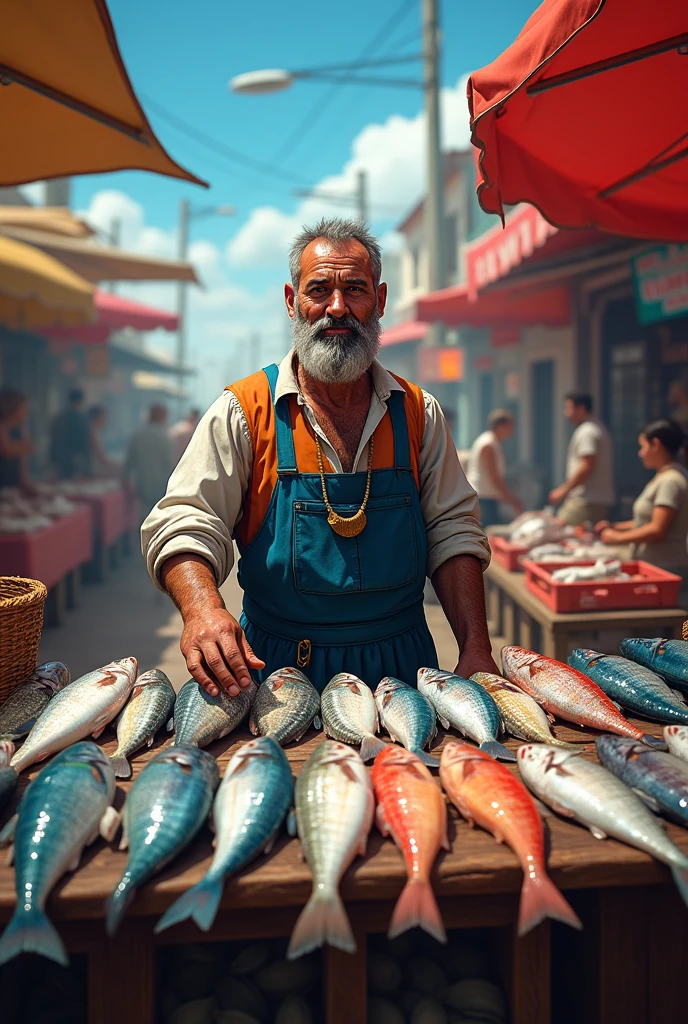 Fishermen bring squid and fish