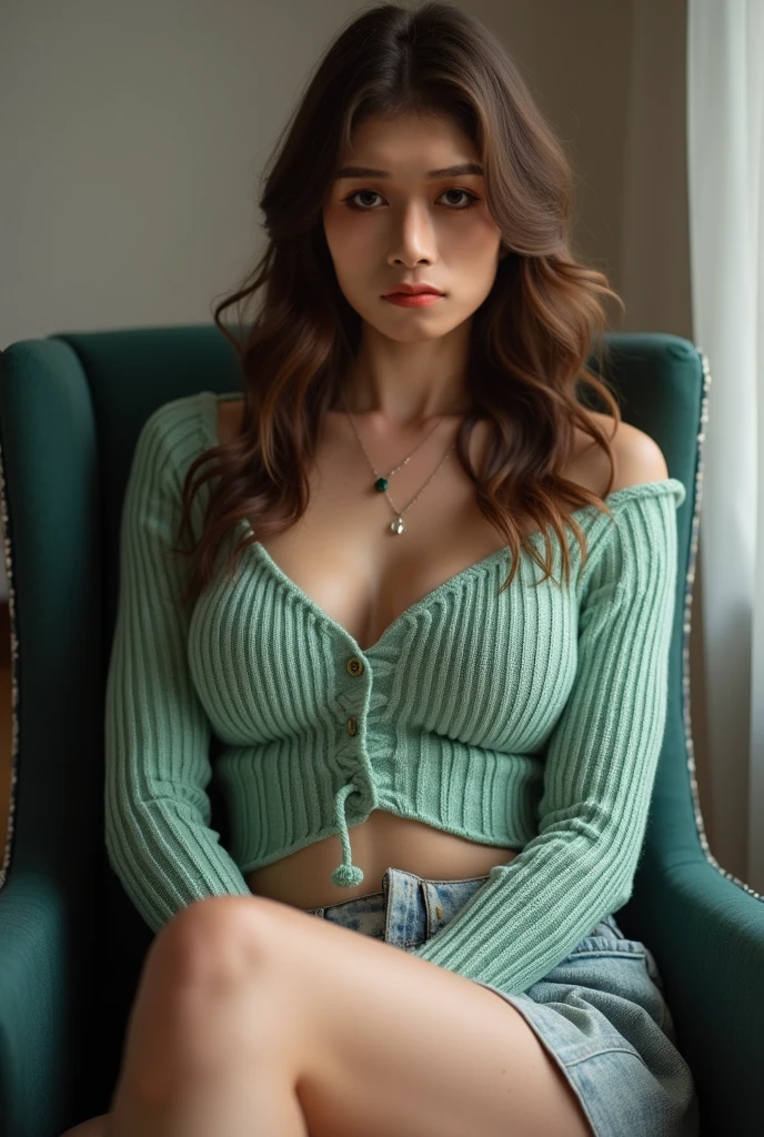 15 year old loves sex、 sexy in a lewd knitted dress、Underboob, small breasts, aroused Caucasian face, young girl, nice hips 