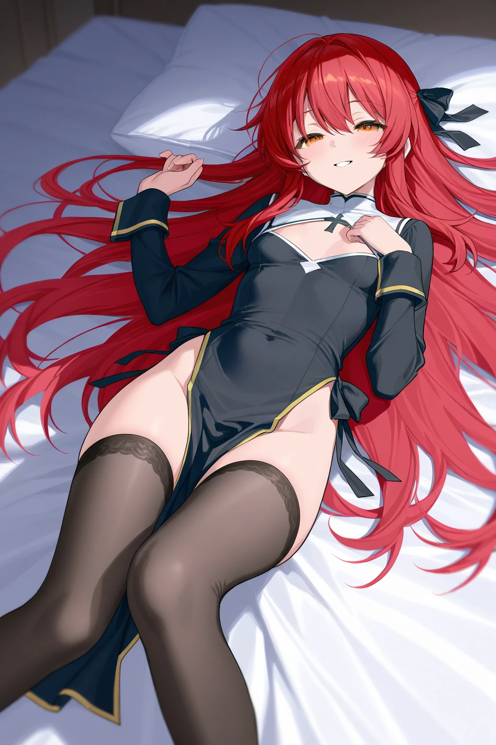 Anime background art, bottom of room, one bed, lying on a bed, beautiful anime scenes, 4K anime art wallpaper, 4k anime art wallpaper, Rosla global illumination, anime girl, 1 girl, LORA similar, school uniforme costume, half naked, perfect face, perfect hair, showing her vagina, perfect vagina, pubic hair, a lot of hair on the vagina, a lot of pubic hair, open legs, open vagina, red hair, red eyes, a lot of red pubic hair, colored pubic hair, red pubic hair, colored red pubic hair, red pubic hair, more pubic hair, perfect anus, perfect eyes, perfect blue eyes, see vagina, red short stockings, stockings on both legs, naked vagina, bare vagina, view of the pubic hairs, red pubic hair, hairy pussy.