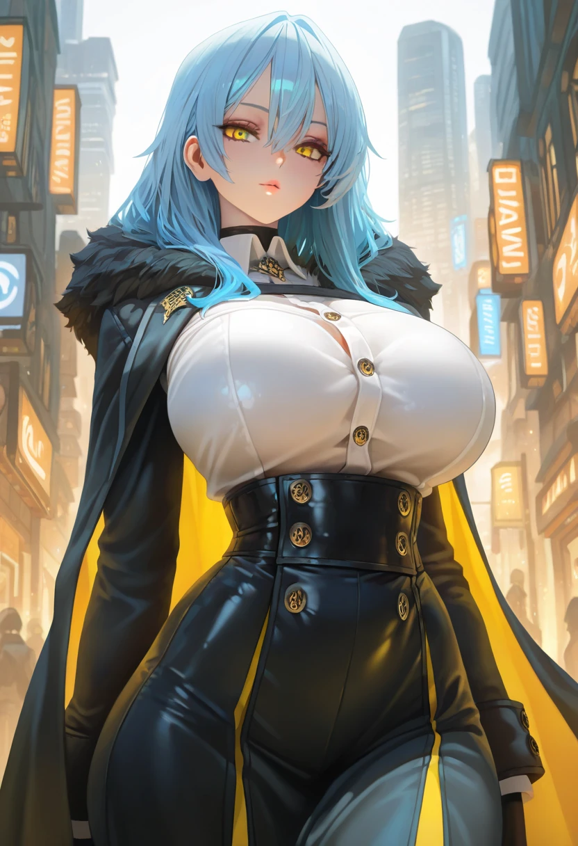 Vtuber Amelia, adult, standing, body bending forward, thong, lingerie model, sensual, hot, full-body-shot, detailed face, beautiful face, rectangular pupil, beautiful orange eyes, cute nose, sad and shy look, extreme short hair, medium hair, extreme blacked blue hair, maximum detail blacked blue hair, blacked blue hair, extreme curly hair, tentacles hair, big breasts, thick thighs, wide hips, looking at camera, in a beach, masterpiece, lock on the head, ahoge, dynamic poses